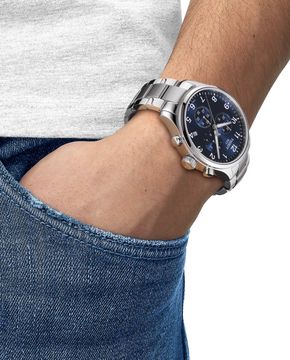 Reloj de hombre tissot chrono xl de acero y esfera azul Plata · El