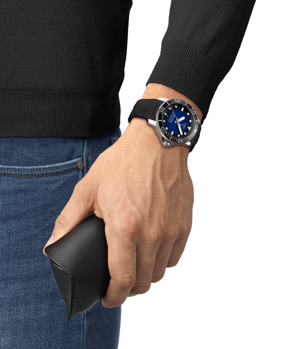 Reloj de hombre colección Seastar automático de caucho color negro Negro-3