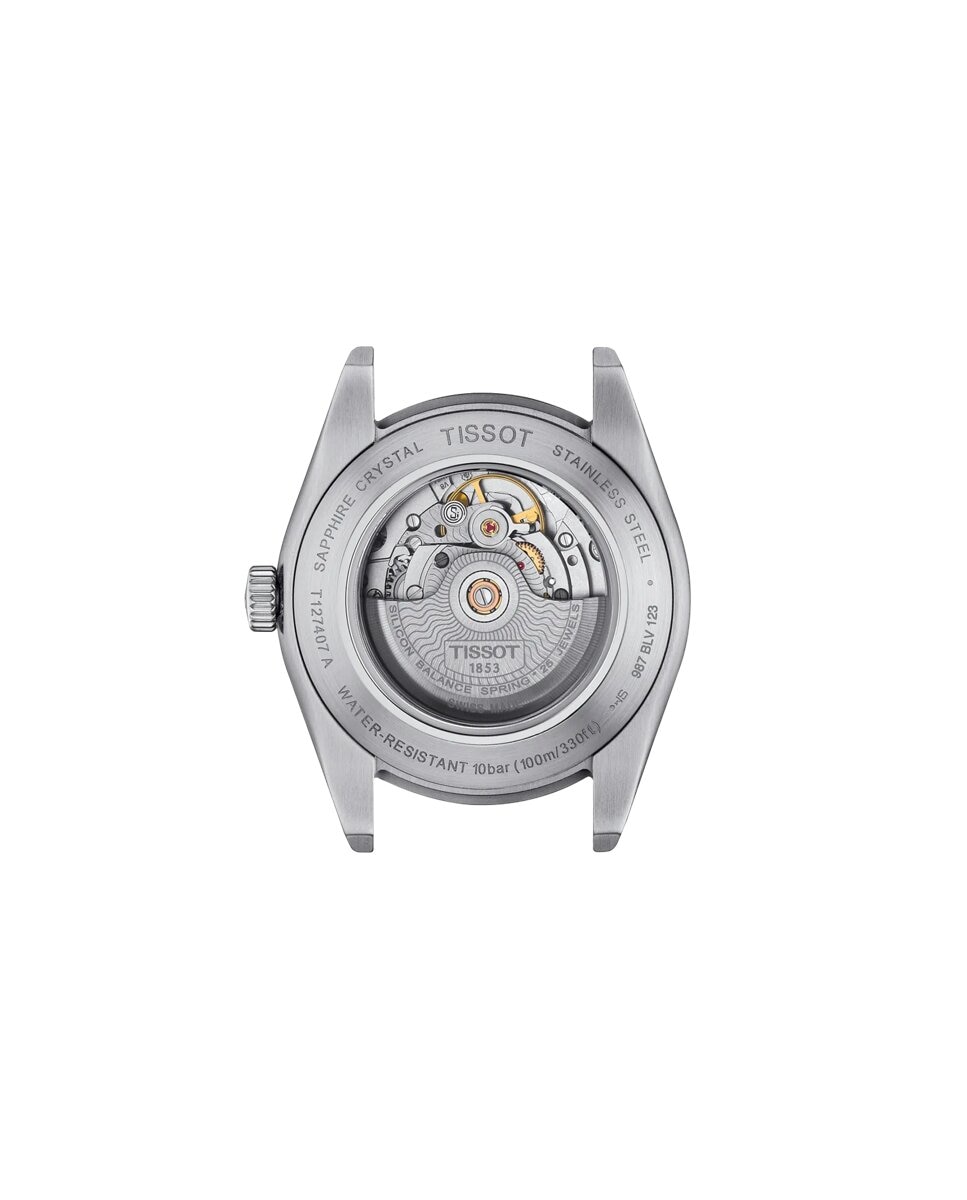 Reloj de hombre tissot gentleman automático de acero y esfera negra - Plata Plata-2
