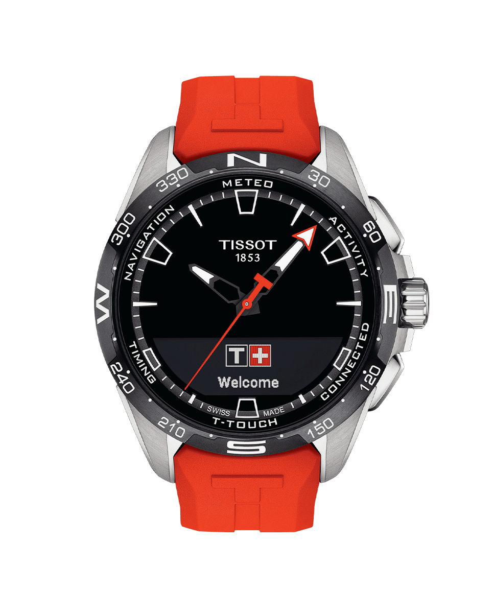 Reloj de hombre colección T-Touch Connect Solar de caucho color rojo Rojo-1