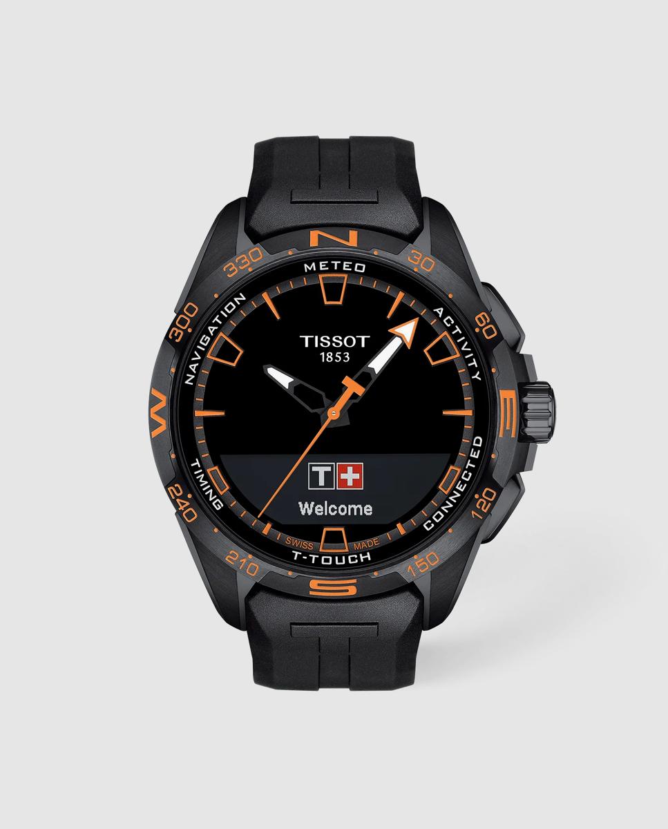 Imagen 0 de Reloj de hombre tissot t-touch connect solar de caucho y esfera naranja Negro