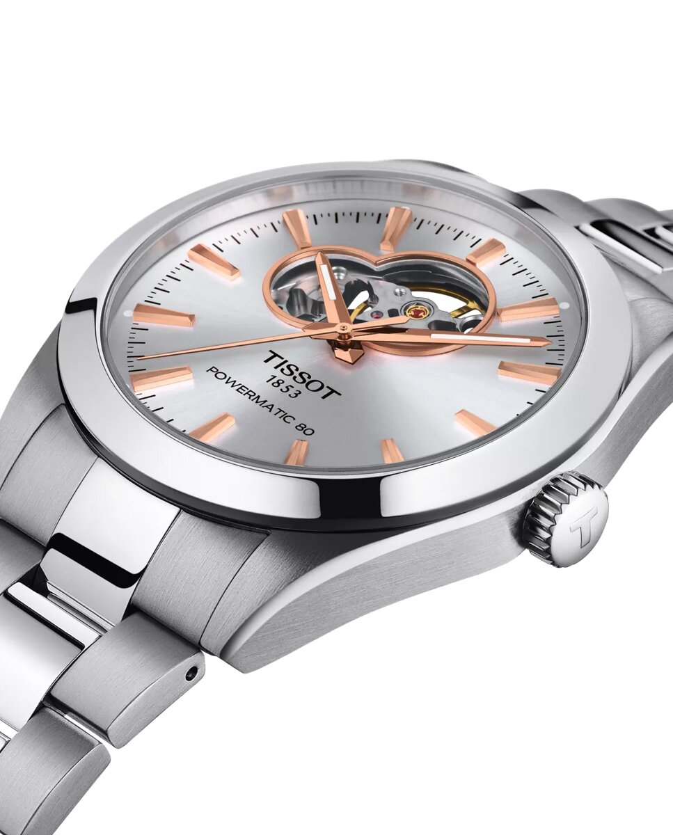 Reloj de hombre tissot gentleman open heart automático de acero y esfera - Plata Plata-3