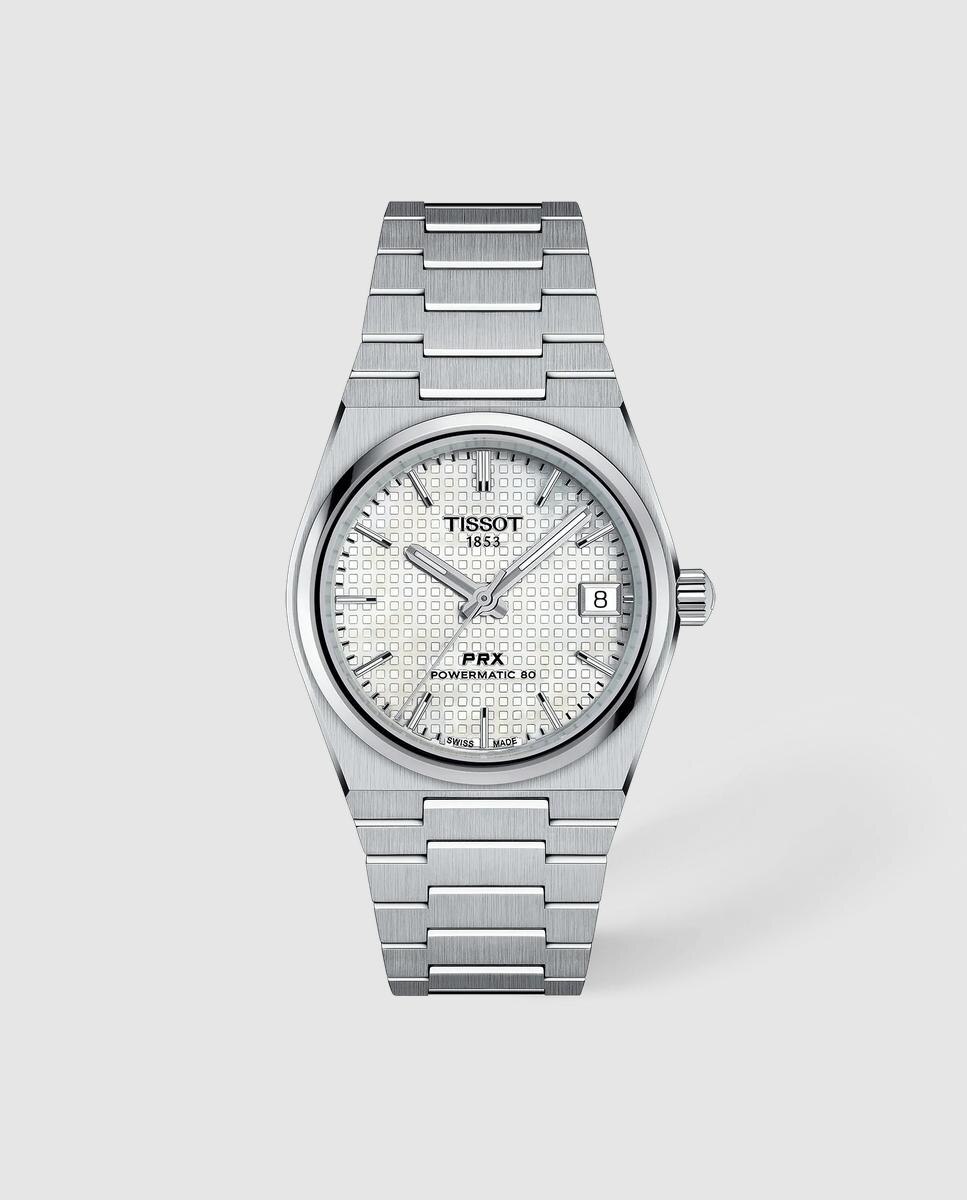 Reloj de mujer tissot prx automático de acero y esfera blanca - Plata Plata-1