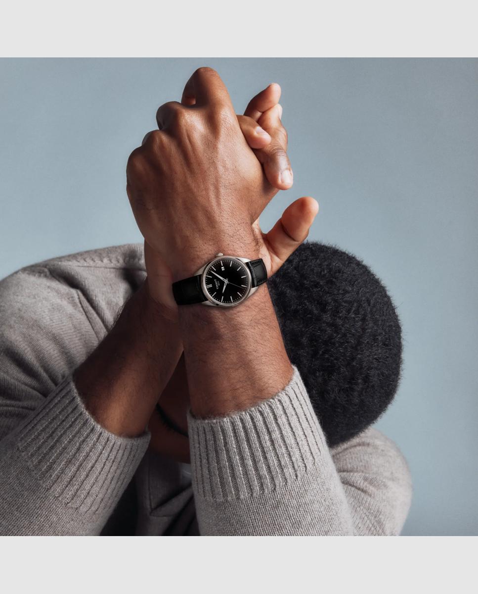 Reloj de hombre tissot pr 100 cuarzo de piel y esfera negra - Negro Negro-2