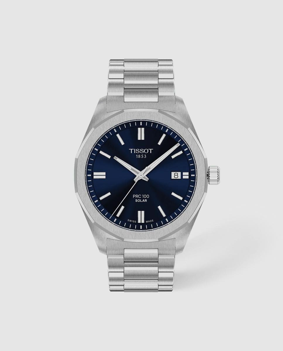 Imagen 0 de Reloj de hombre tissot prc100 solar de acero y esfera azul Plata