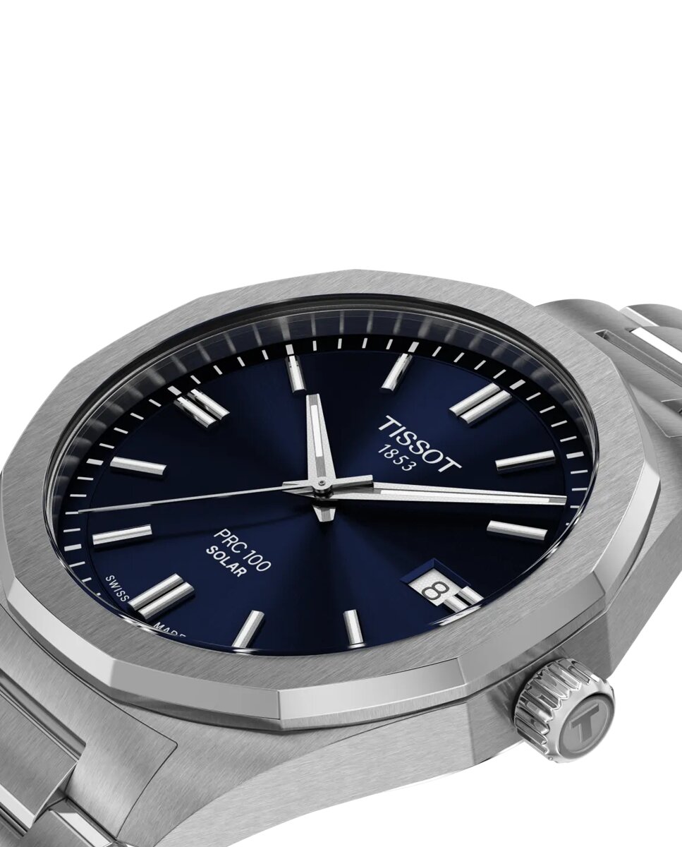 Reloj de hombre tissot prc100 solar de acero y esfera azul - Plata Plata-3