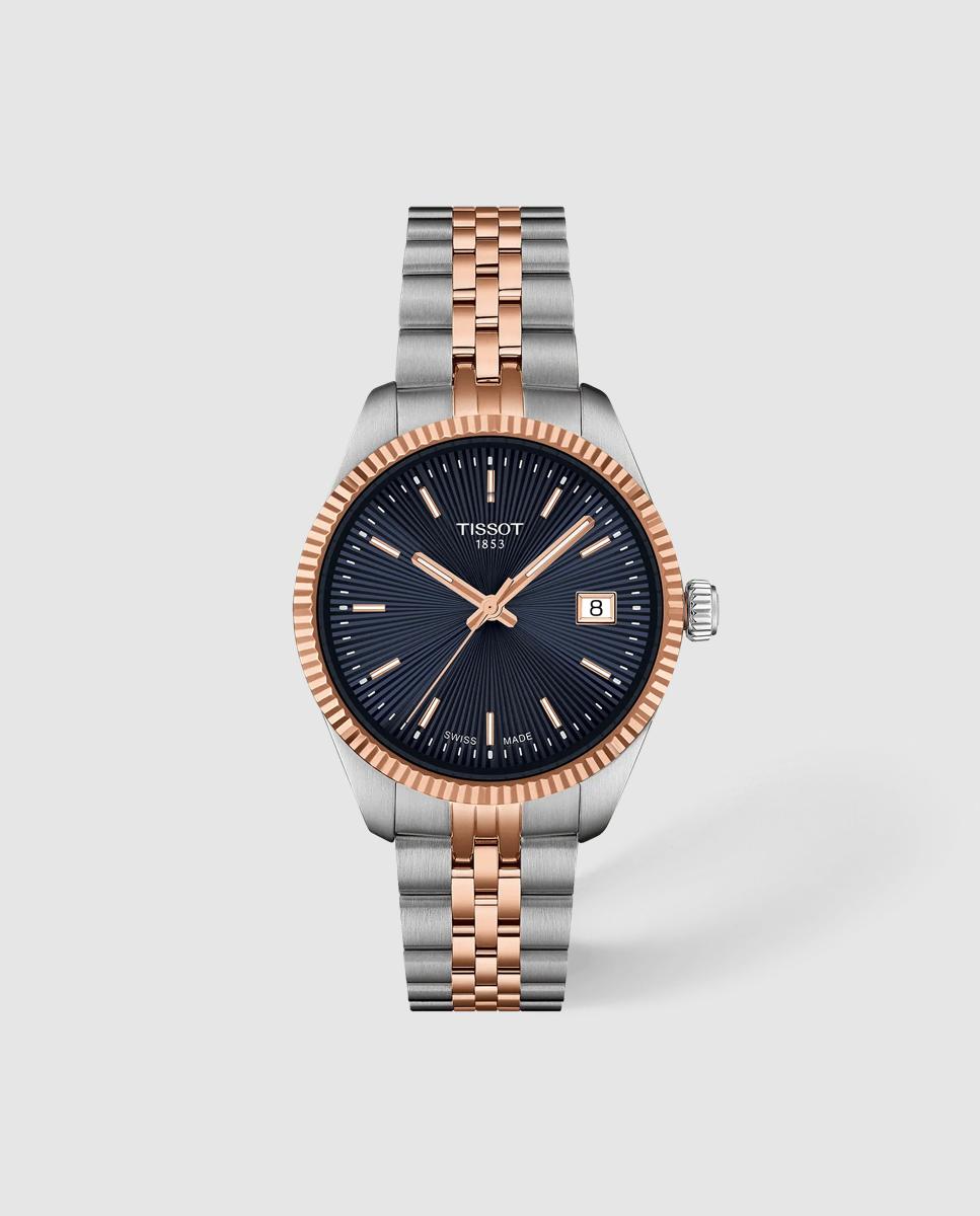 Imagen 0 de Reloj de mujer tissot ballade cuarzo de acero bicolor y esfera azul Plata
