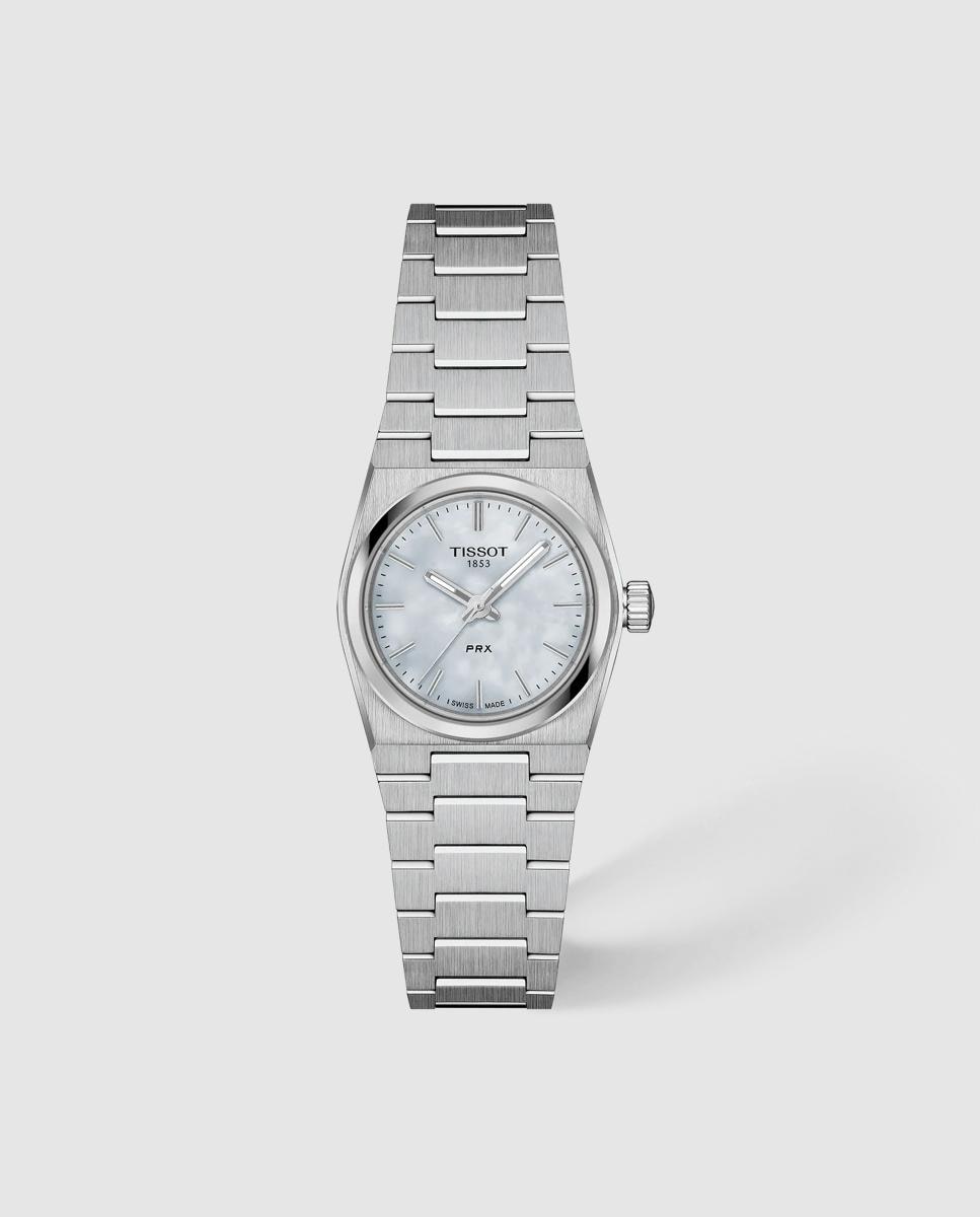 Imagen 0 de Reloj de mujer tissot prx cuarzo de acero con esfera nacar Plata