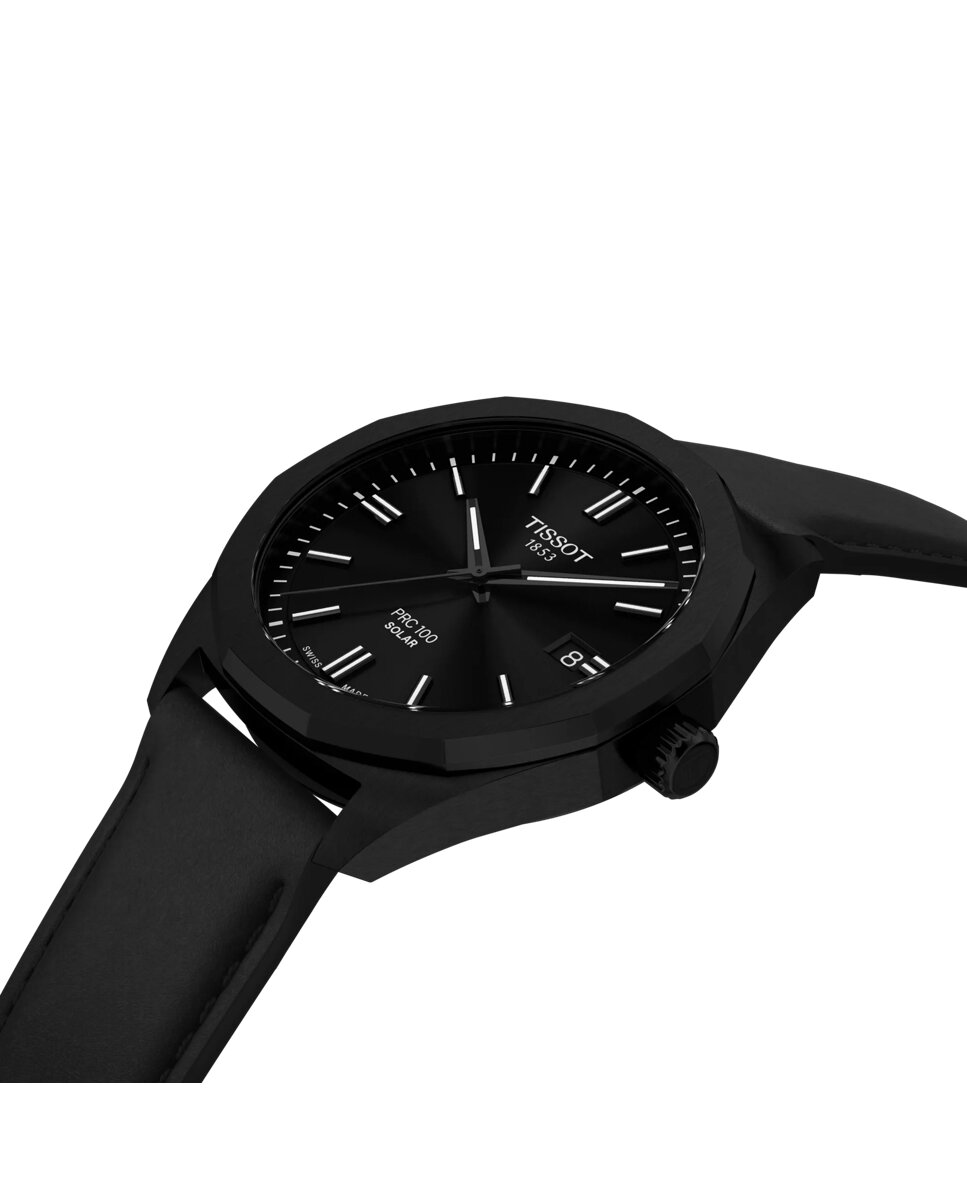 Reloj de hombre tissot prc100 solar de cuero y esfera negra - Negro Negro-3