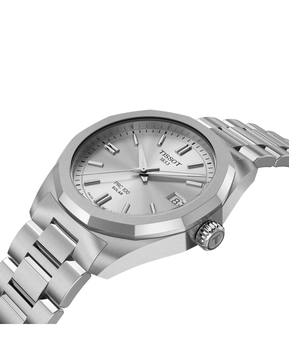 Imagen 3 de Reloj de mujer tissot prc 100 solar de acero y esfera plateada - Plata Plata