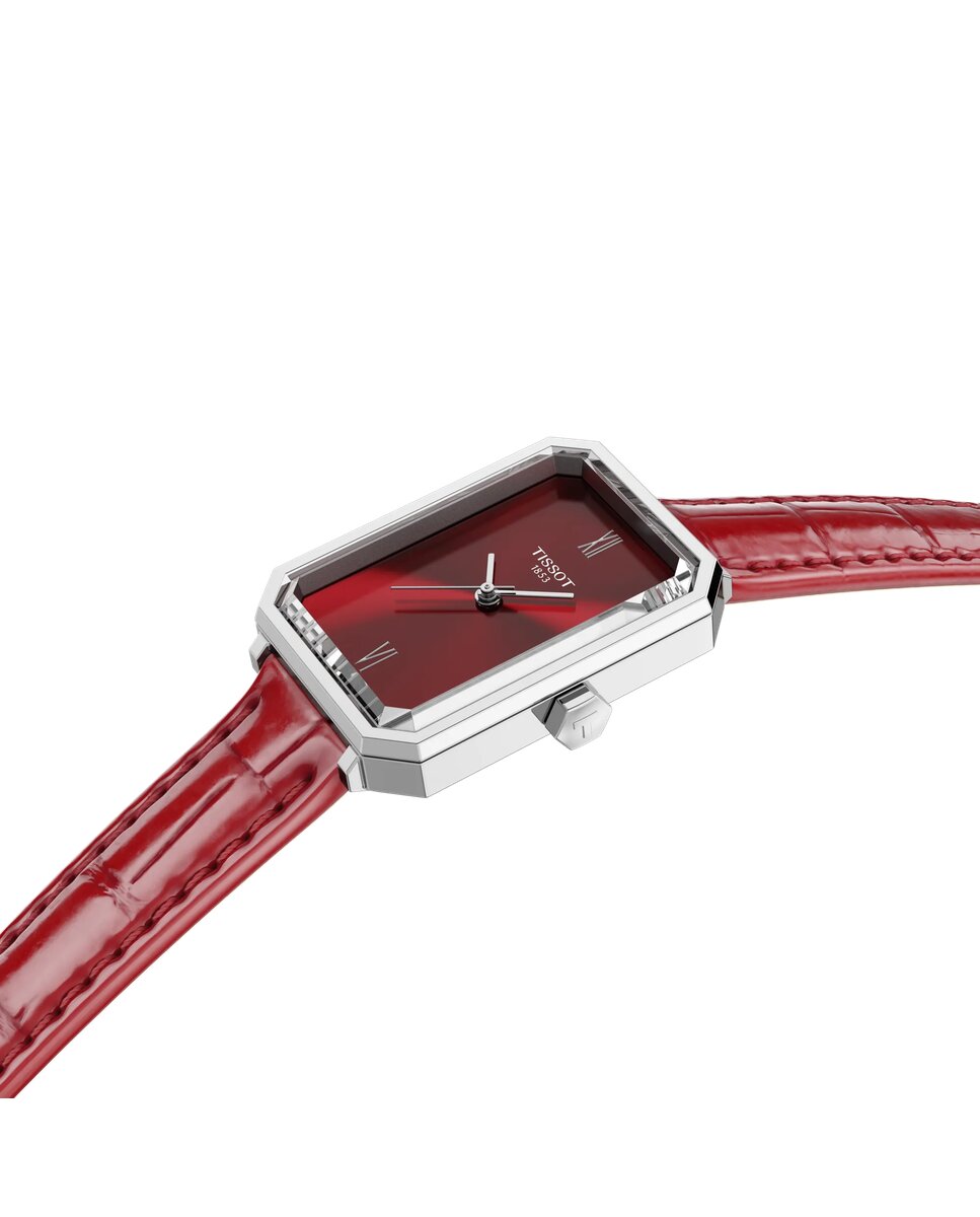 Imagen 3 de Reloj de mujer tissot srv cuarzo de piel y esfera roja - Rojo Rojo
