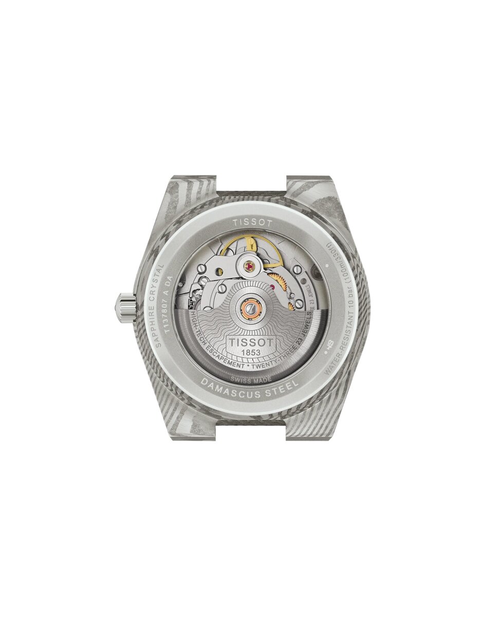 Reloj de hombre tissot prx 38mm automático de acero damasco jaspeado y esfera gris - Negro Negro-2