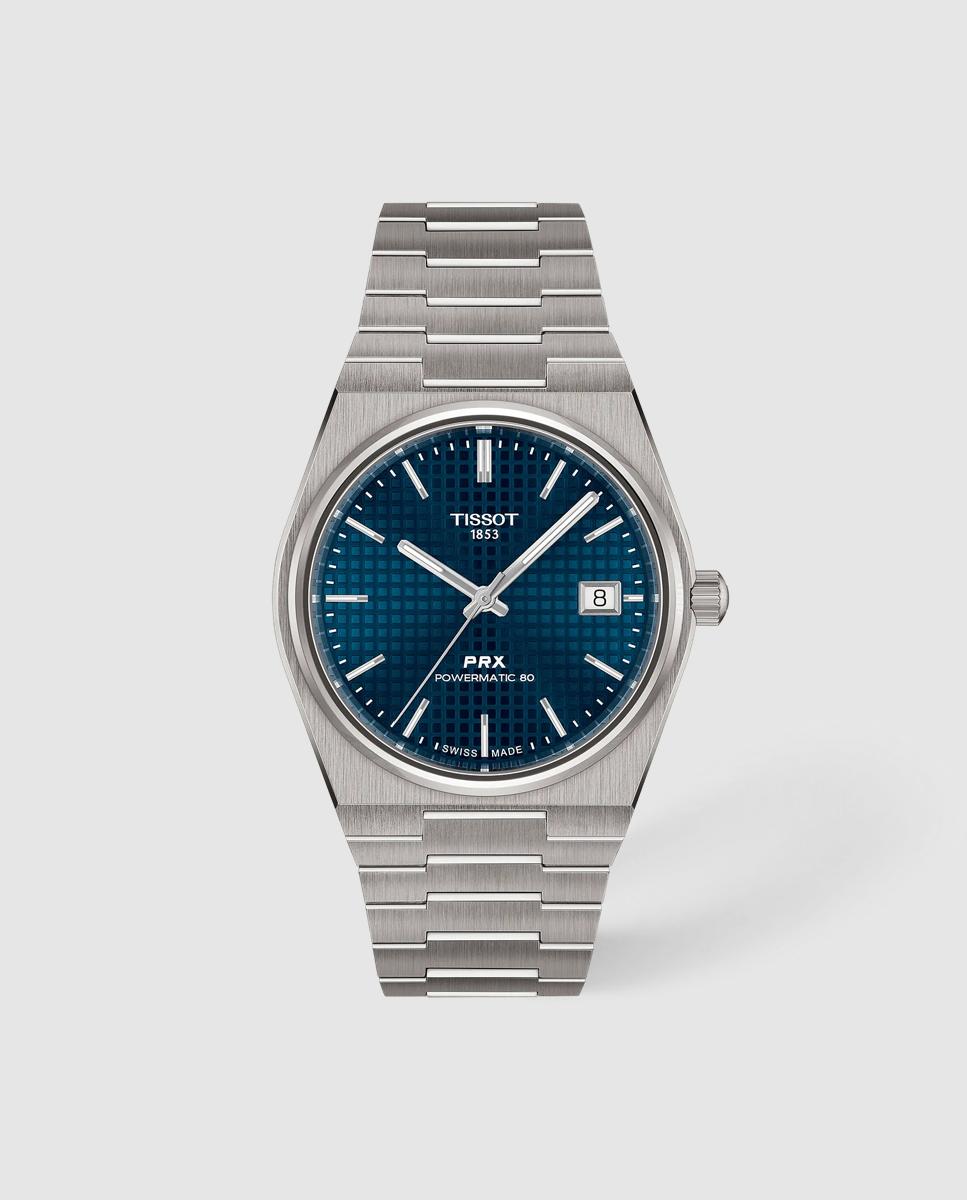 Imagen 0 de Reloj de hombre tissot prx 38mm automático de titanio y esfera azul Plata