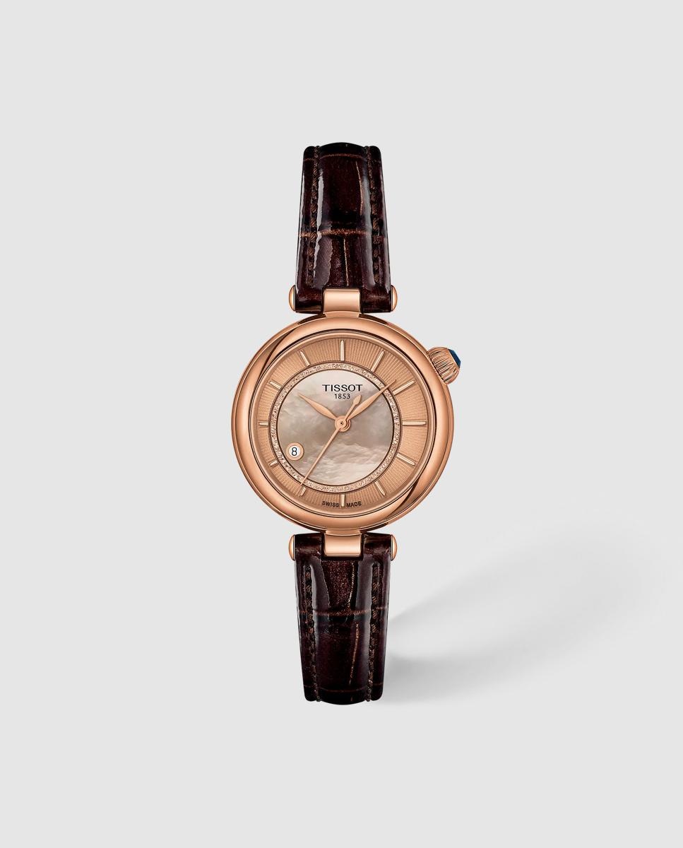 Imagen 0 de Reloj automático de mujer tissot désir 28mm de acero Marrón