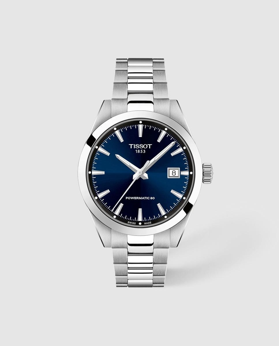 Imagen 0 de Reloj de hombre tissot gentleman 38mm automático de acero y esfera azul Plata