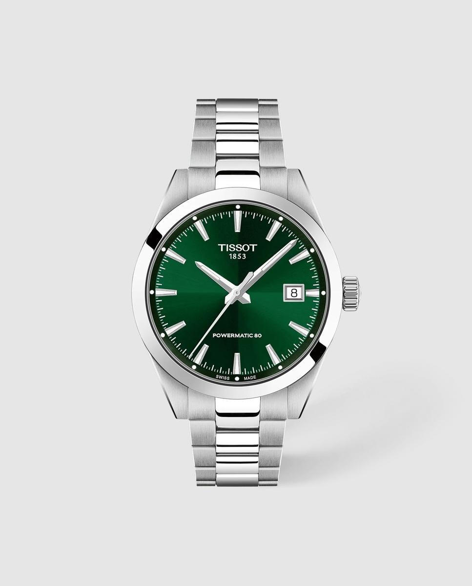Reloj de hombre tissot gentleman 38mm automático de acero y esfera verde - Plata Plata-1