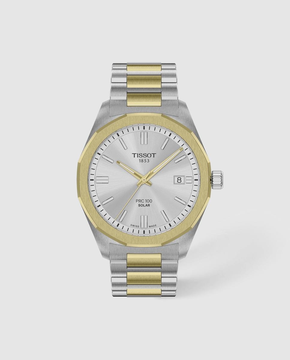 Reloj de hombre tissot prc 100 solar 39mm cuarzo de acero bicolor y esfera gris - Oro / Plata Oro / Plata-1