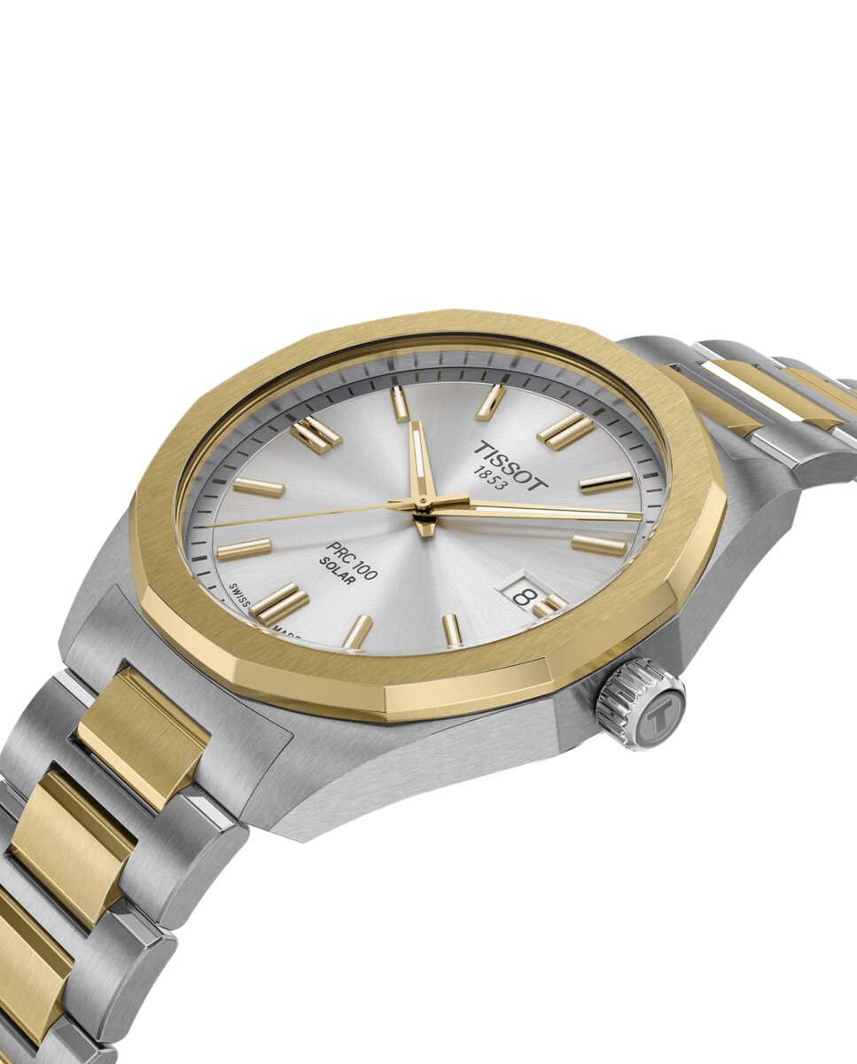 Reloj de hombre tissot prc 100 solar 39mm cuarzo de acero bicolor y esfera gris - Oro / Plata Oro / Plata-3