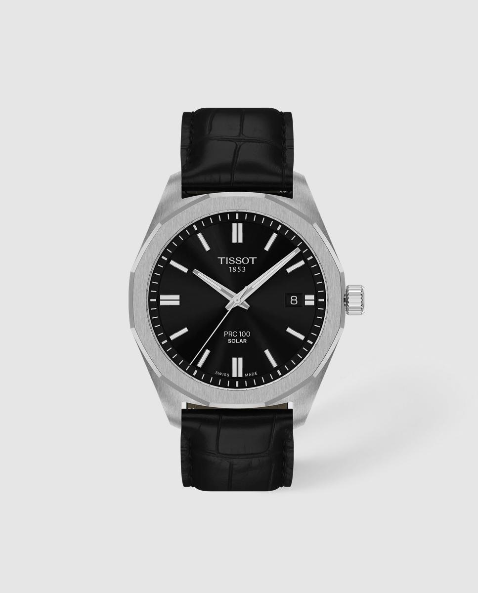 Reloj de hombre tissot prc 100 solar cuarzo de piel y esfera negra - Negro Negro-1