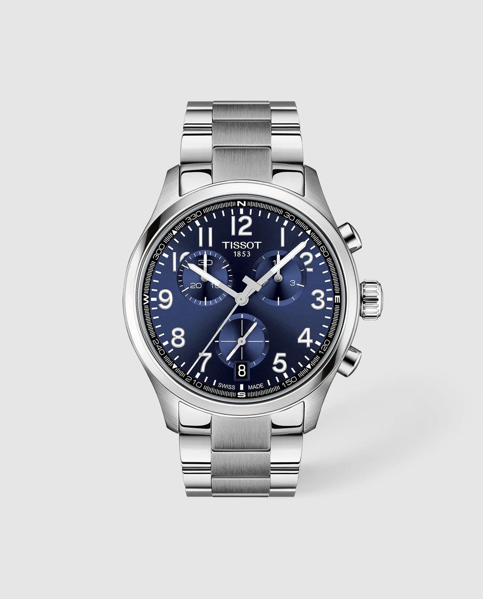 Imagen 0 de Reloj de hombre tissot chrono l cuarzo de acero y esfera azul Plata