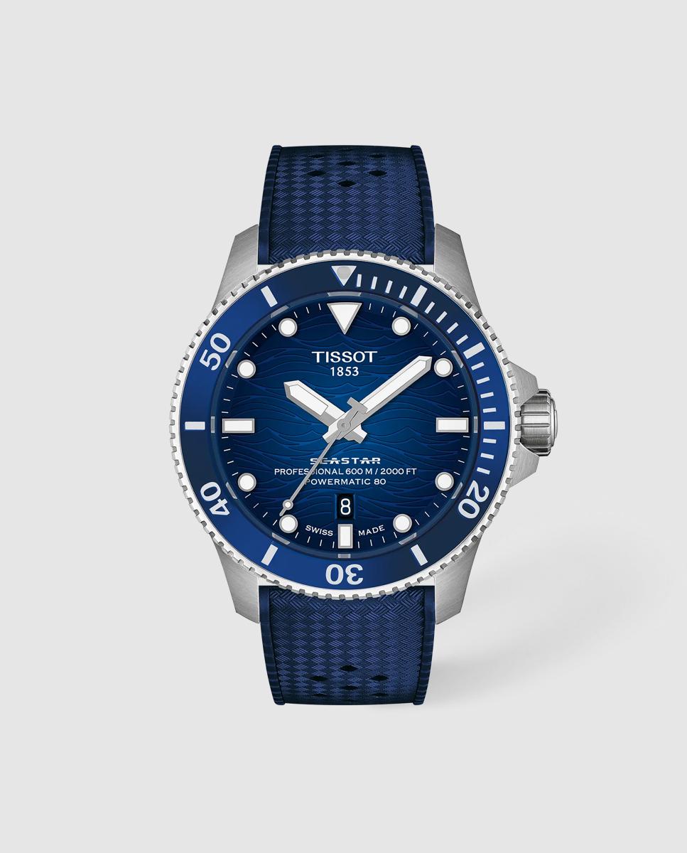 Imagen 0 de Reloj de hombre tissot seastar 2000 automático de caucho y esfera azul Azul marino