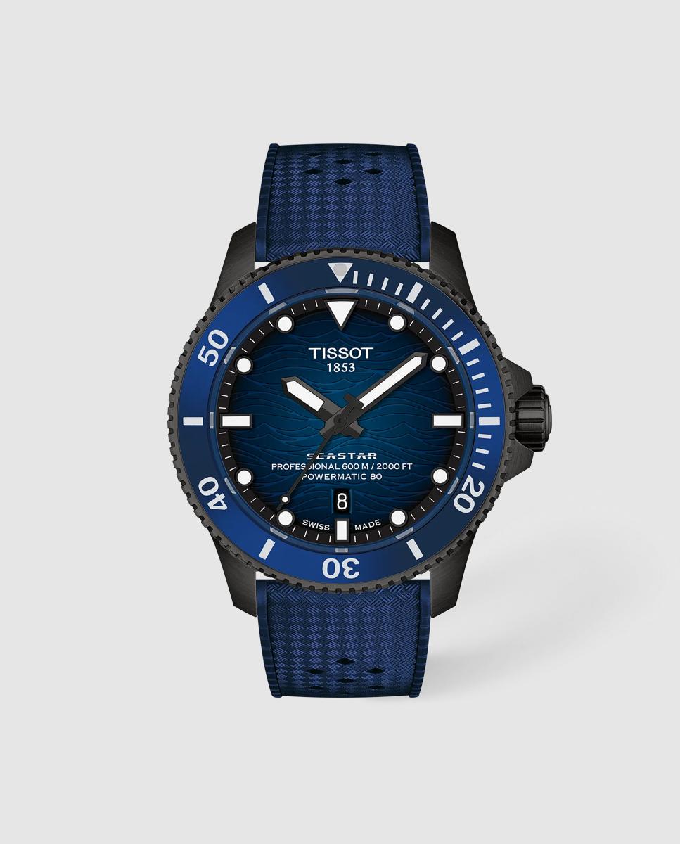 Imagen 0 de Reloj de hombre tissot seastar 2000 automático de caucho y esfera azul degradado Azul marino