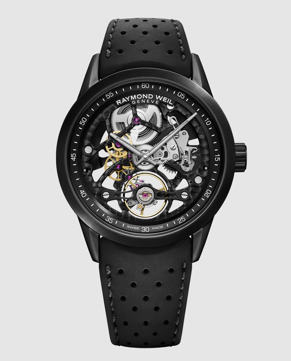Reloj automático de hombre raymond weil 2785-bkr-20000 con correa de caucho - Negro Negro-1