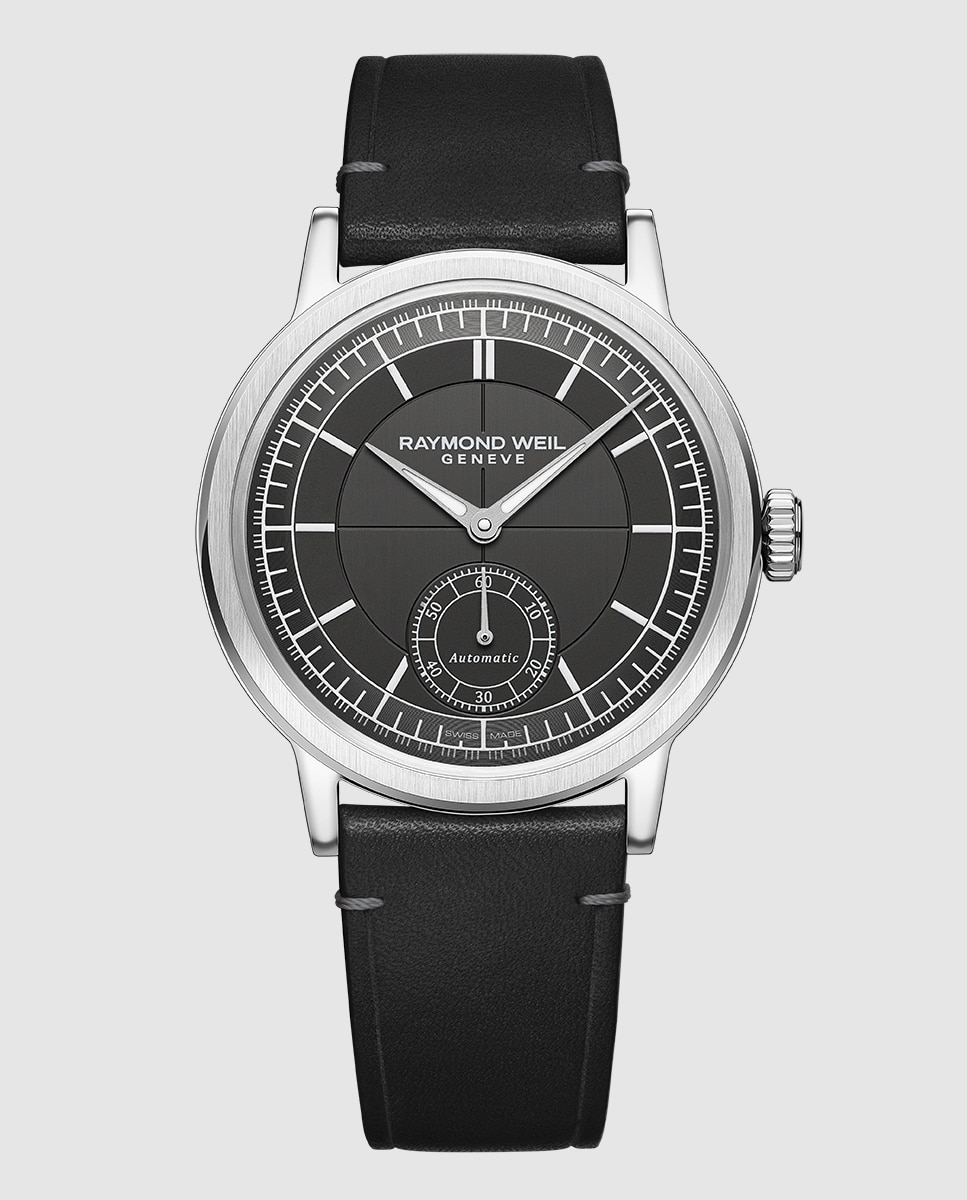 Reloj automático de hombre raymond weil 2930-stc-60001 con correa de piel - Negro / Plata Negro / Plata-1