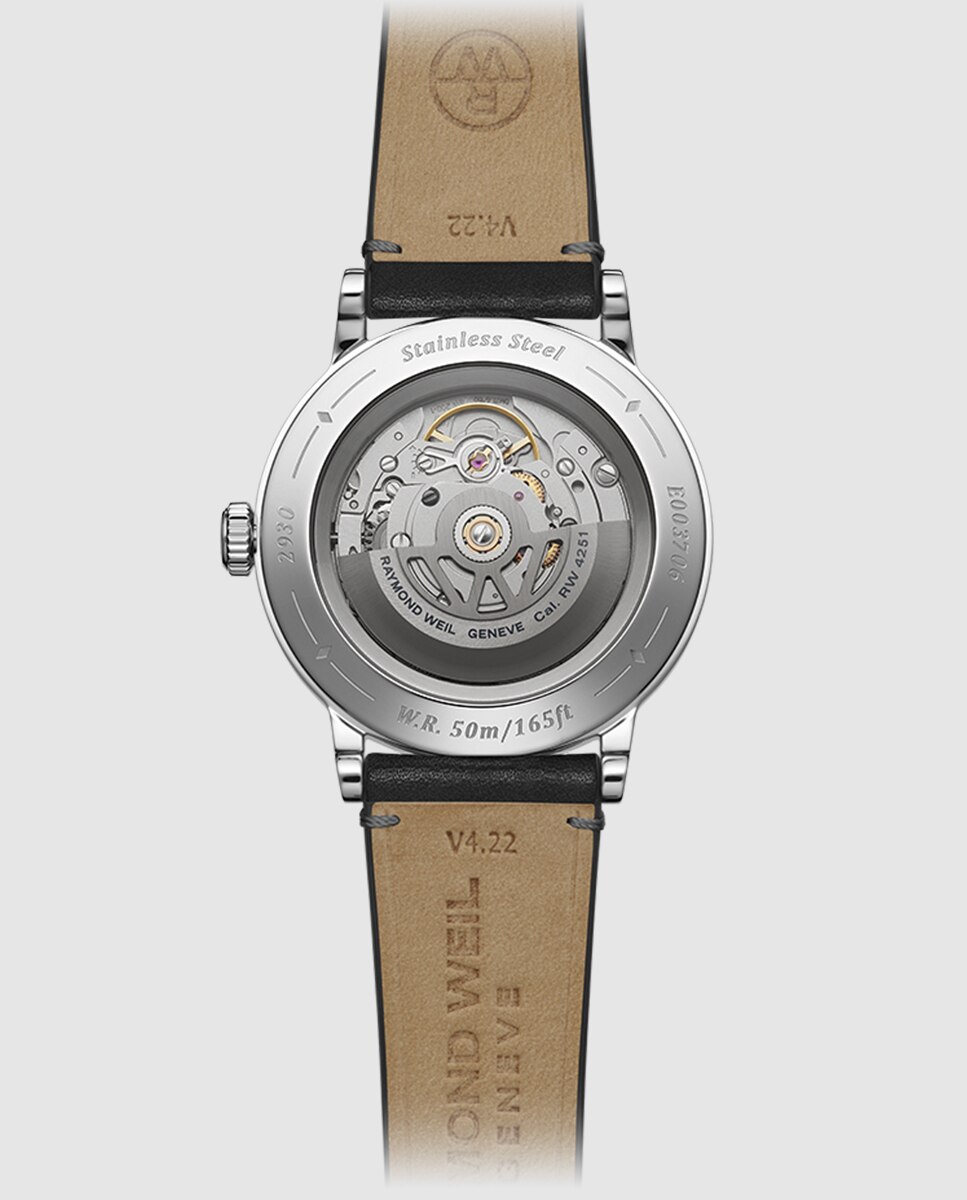 Reloj automático de hombre raymond weil 2930-stc-60001 con correa de piel - Negro / Plata Negro / Plata-2