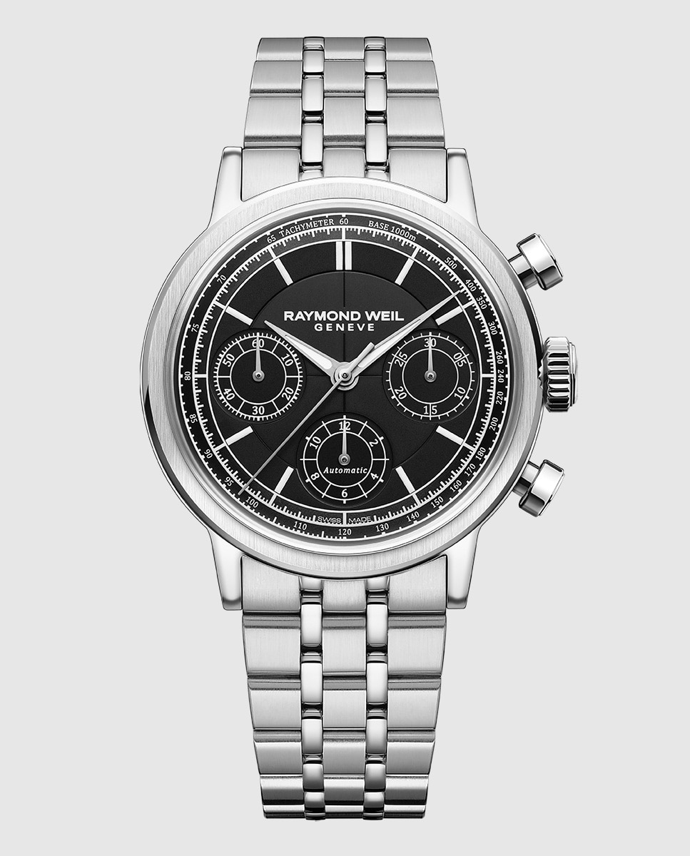 Reloj automático de hombre raymond weil 7765-st-20001 con armis de acero inoxidable Negro / Plata Negro / Plata-1