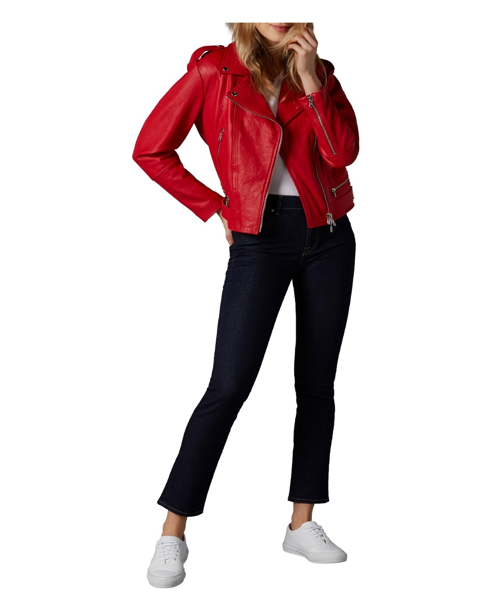 7 For all mankind - Vaquero recto de mujer de tiro alto en tejido ligero.