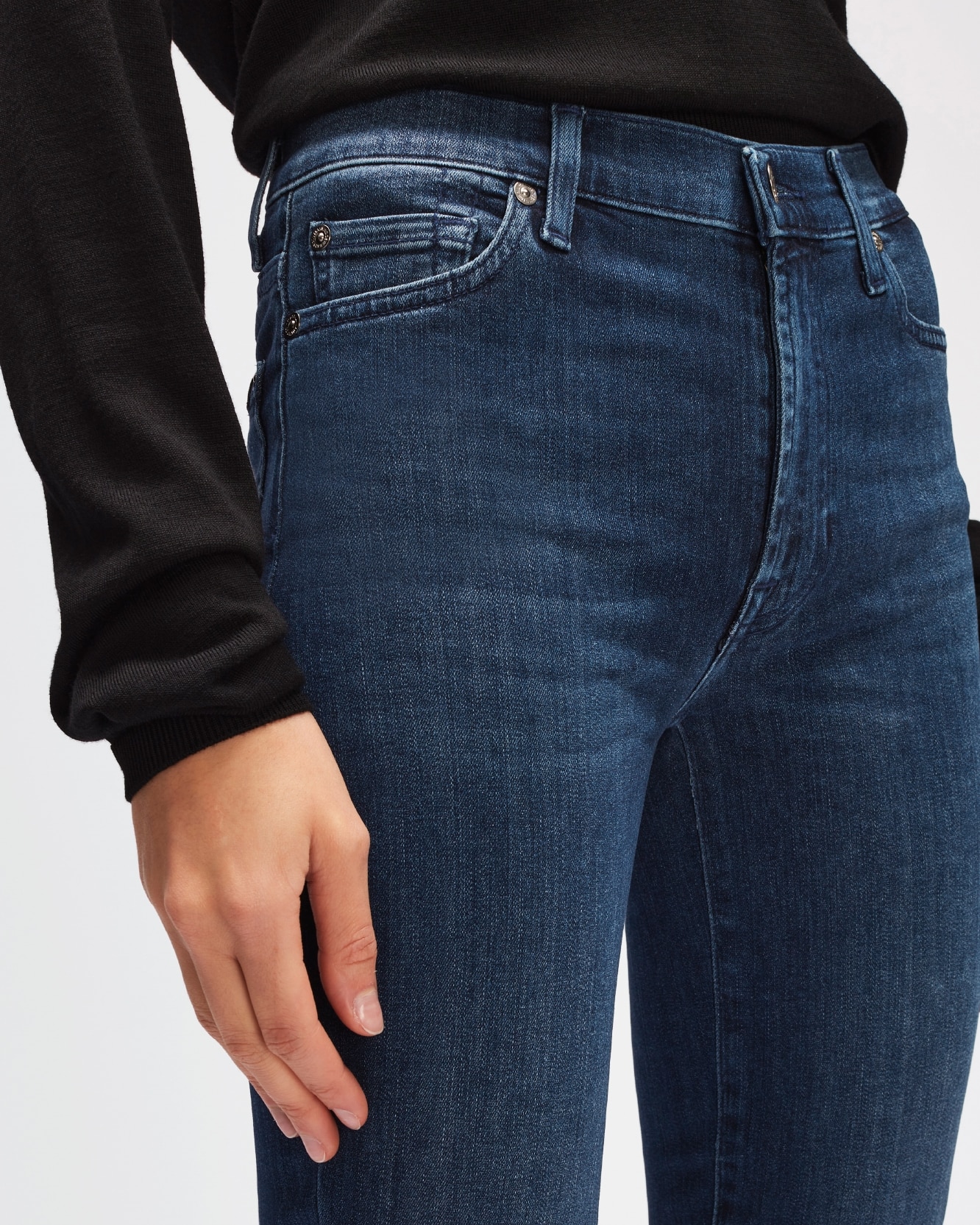Vaquero pitillo de mujer hw skinny de tiro medio - 7 For all mankind - Azul marino Azul marino-5
