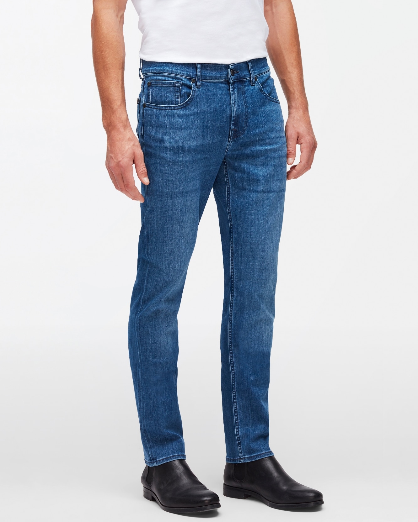 Vaqueros de hombre corte slim de tiro medio en color marino - 7 For all mankind - Azul Azul-2
