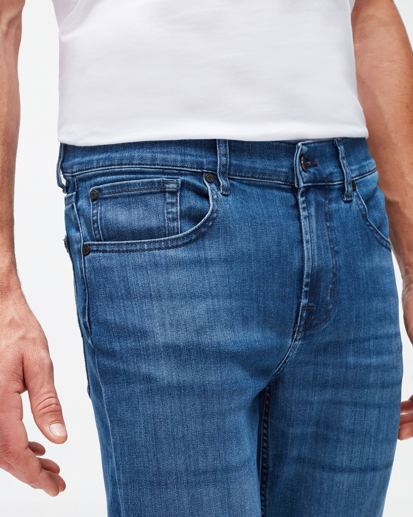Vaqueros de hombre corte slim de tiro medio en color marino - 7 For all mankind - Azul Azul-3