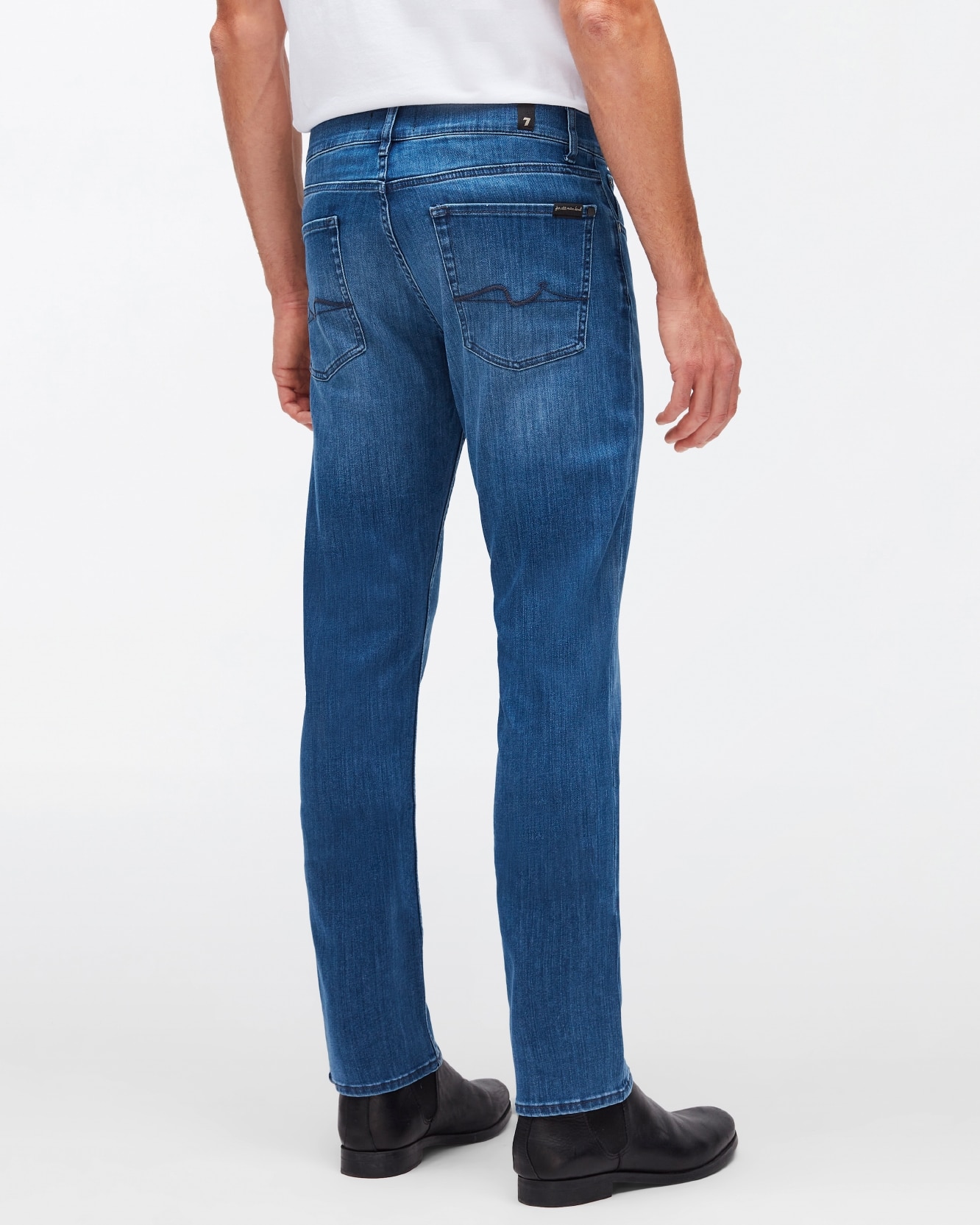 Vaqueros de hombre corte slim de tiro medio en color marino - 7 For all mankind - Azul Azul-4