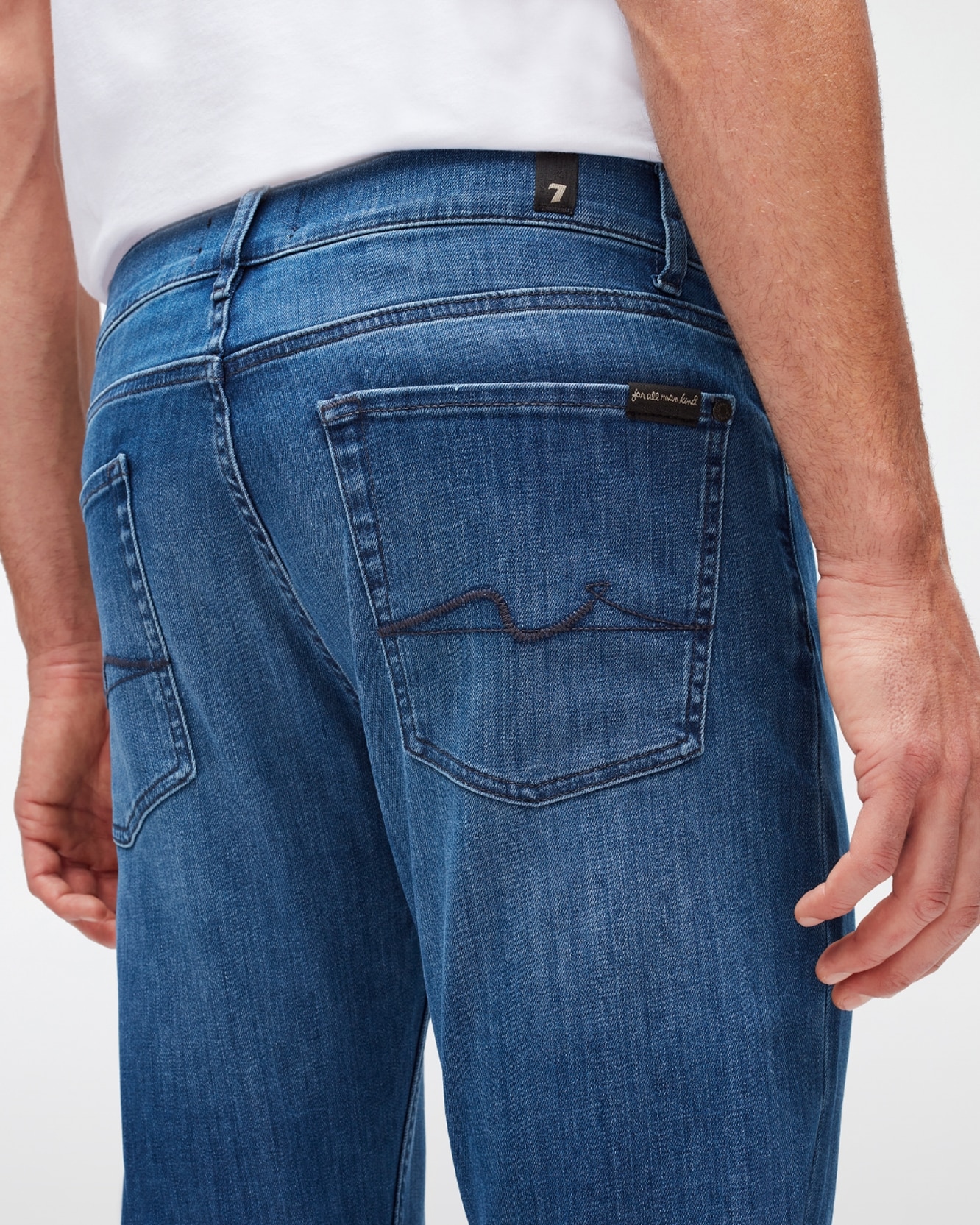 Vaqueros de hombre corte slim de tiro medio en color marino - 7 For all mankind - Azul Azul-5