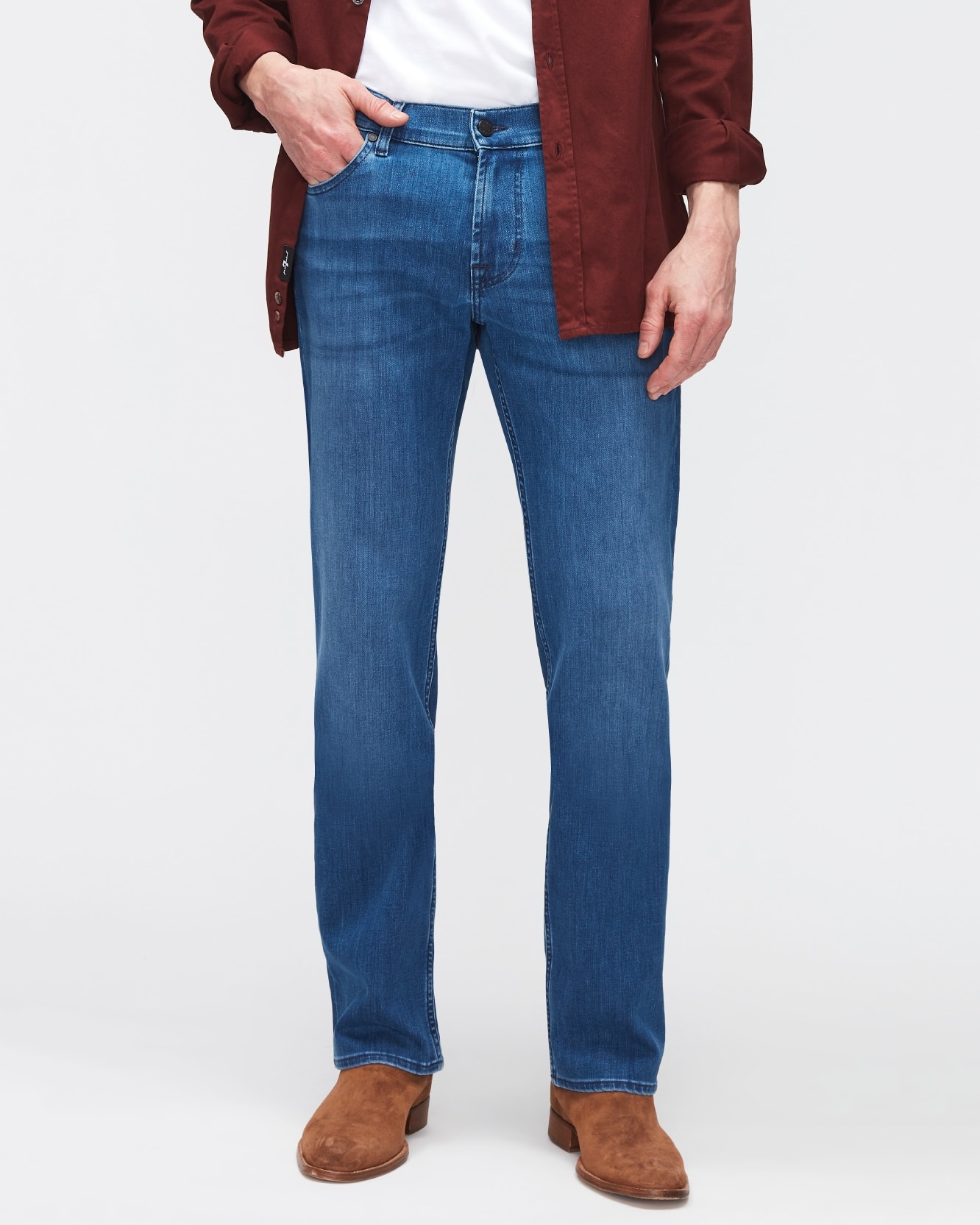 Vaqueros de hombre rectos de tiro medio en color indigo - 7 For all mankind - Azul Azul-2