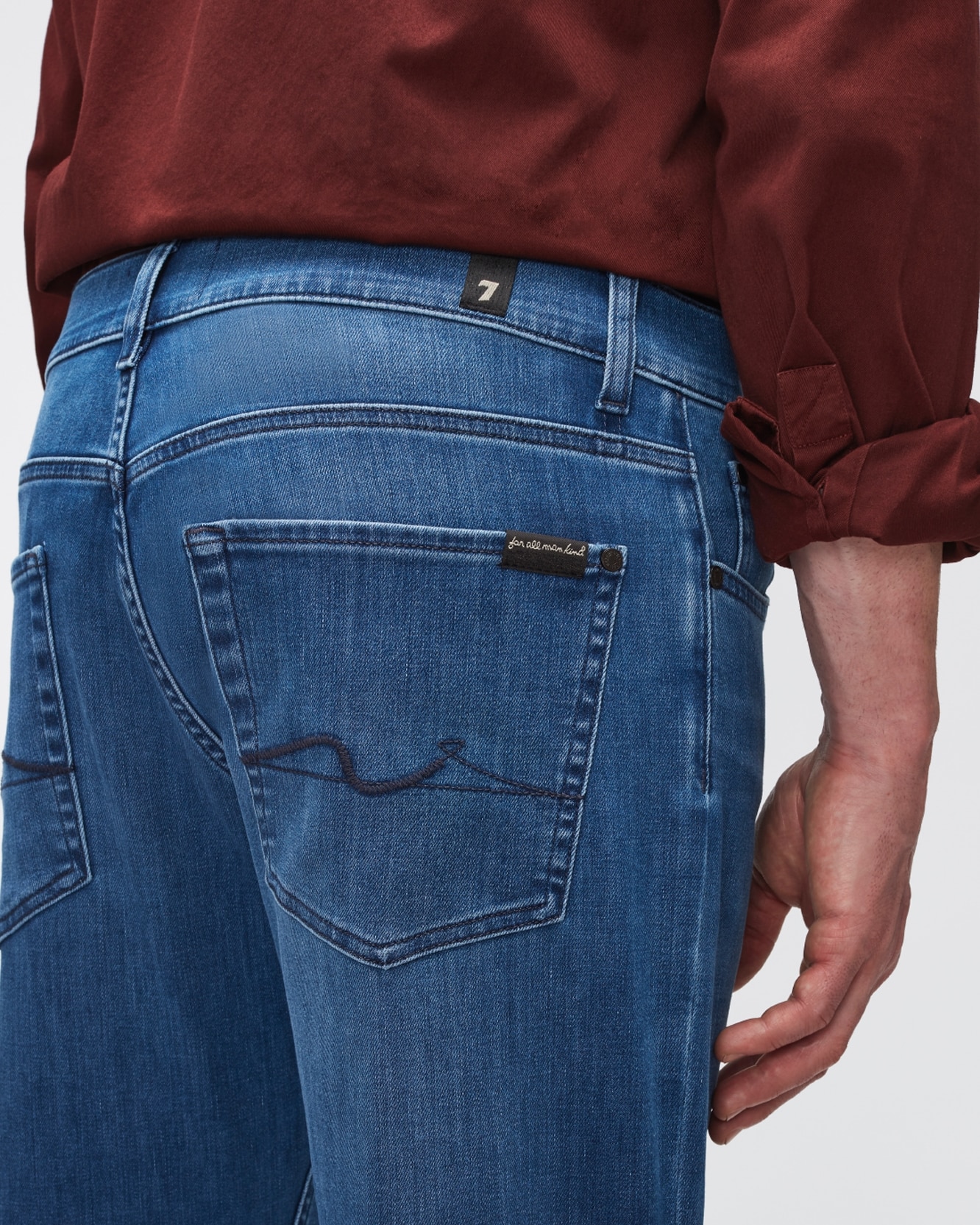 Vaqueros de hombre rectos de tiro medio en color indigo - 7 For all mankind - Azul Azul-3