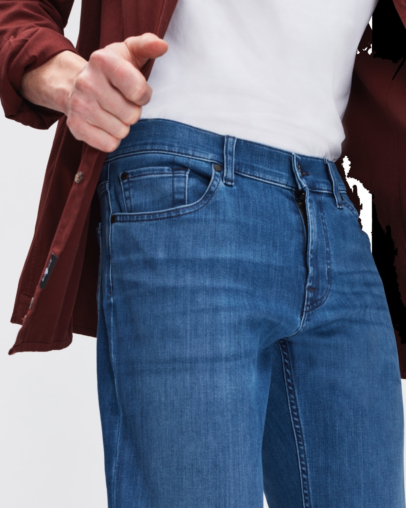 Vaqueros de hombre rectos de tiro medio en color azul indigo - 7 For all mankind - Azul marino Azul marino-5