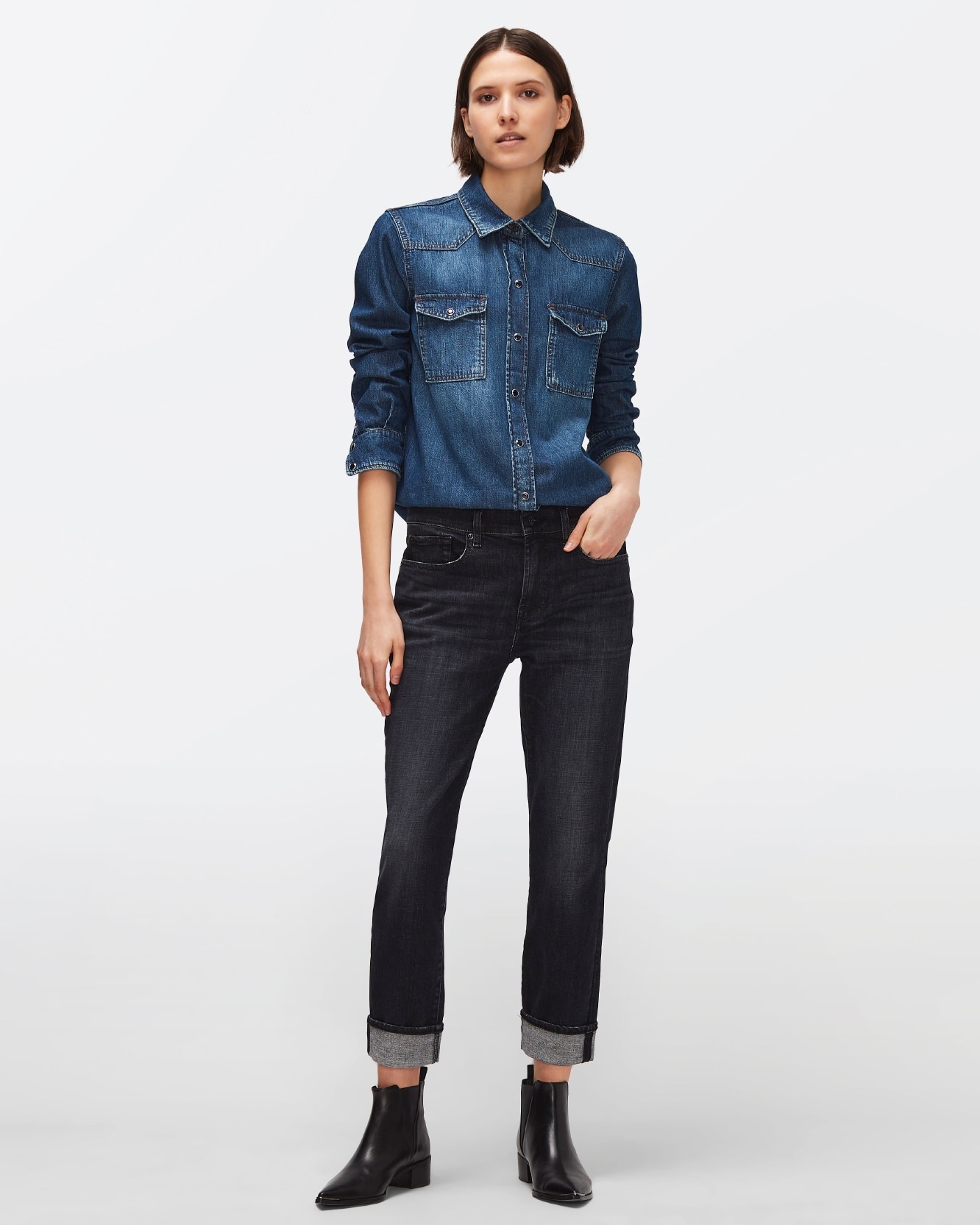 7 For all mankind - Vaquero boyfriend de mujer relaxed skinny de tiro medio.