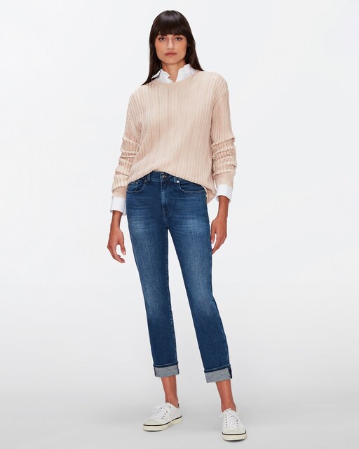 Imagen 0 de Vaquero pitillo de mujer relaxed skinny de tiro medio y bajo con vuelta