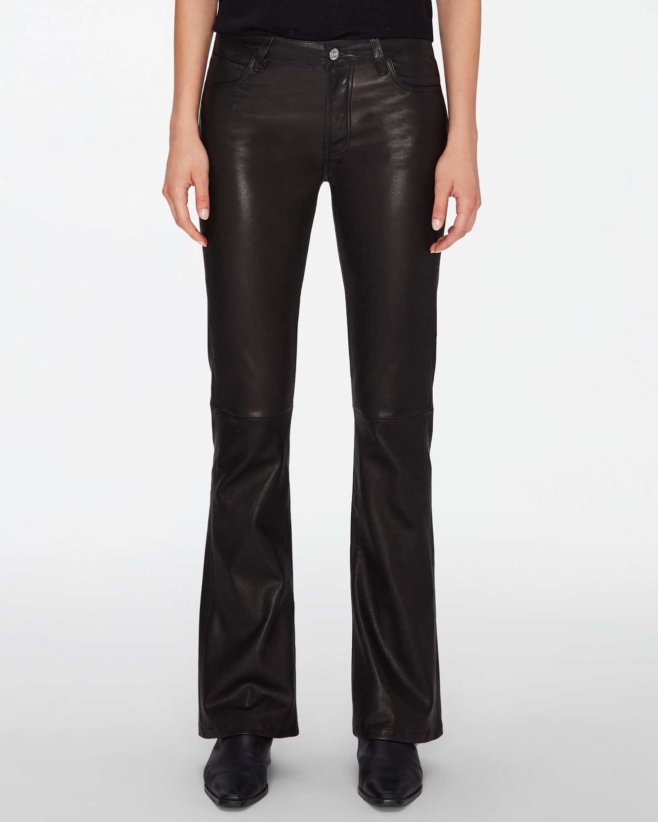 Pantalón de campana de mujer bootcut tailorless 100% piel - 7 For all mankind - Negro Negro-2
