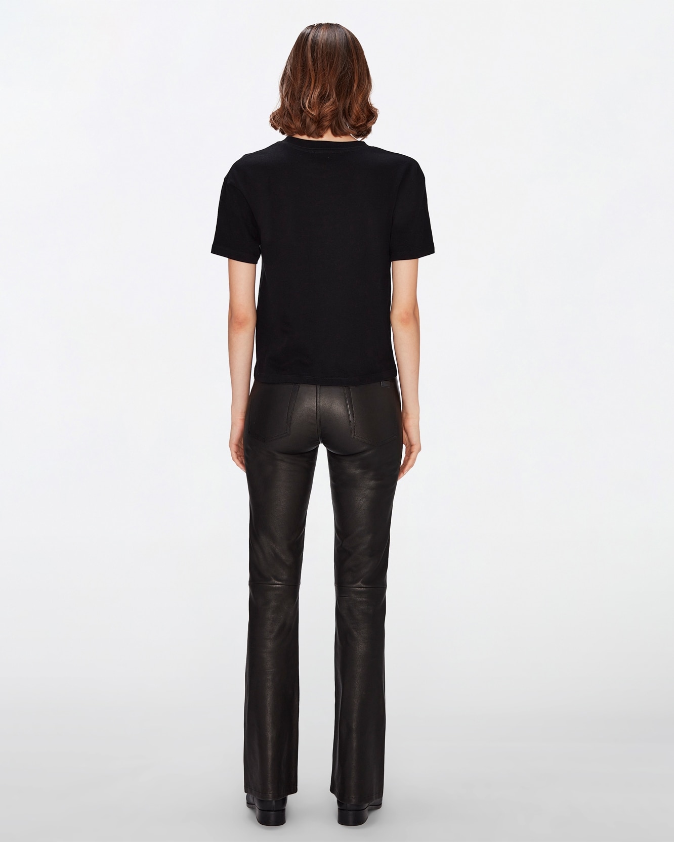 Pantalón de campana de mujer bootcut tailorless 100% piel - 7 For all mankind - Negro Negro-3