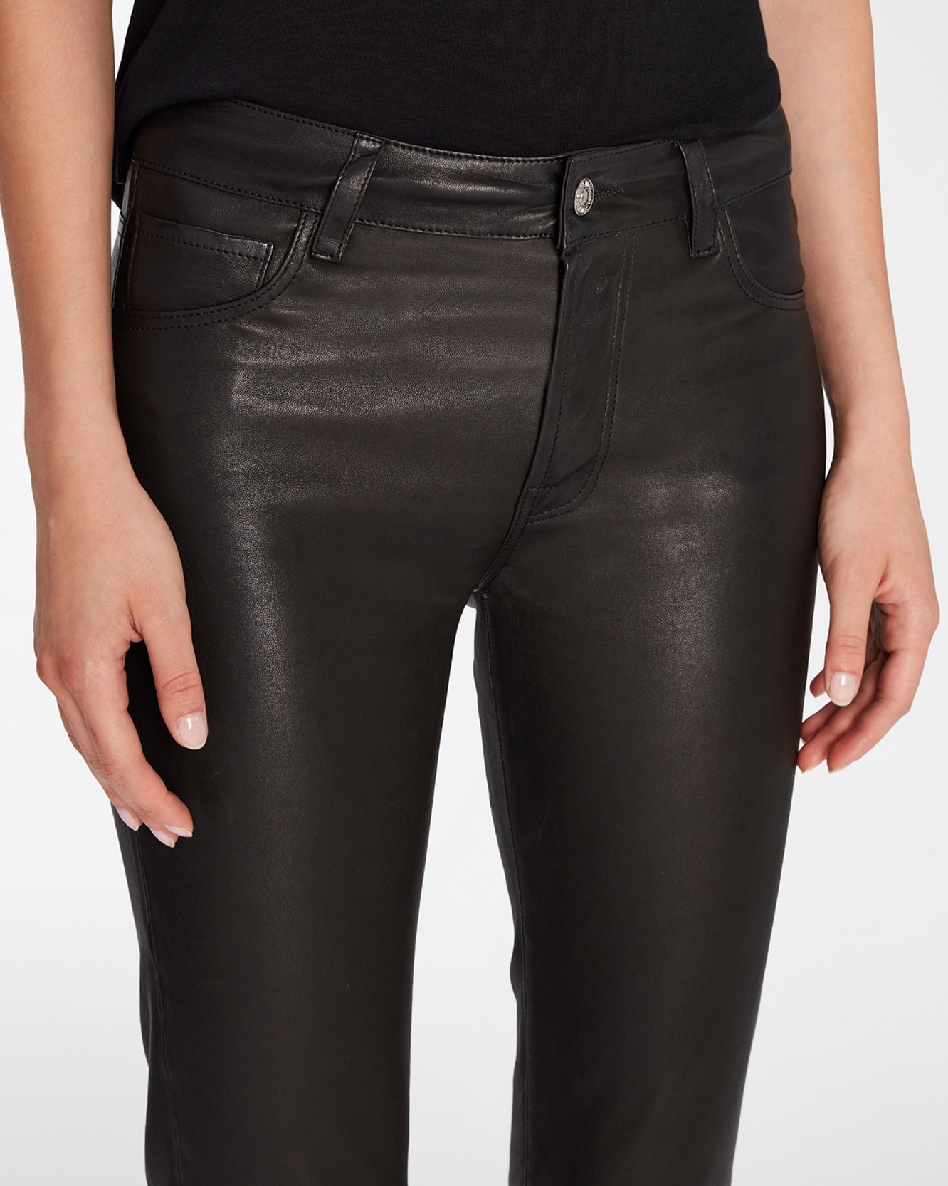 Pantalón de campana de mujer bootcut tailorless 100% piel - 7 For all mankind - Negro Negro-4