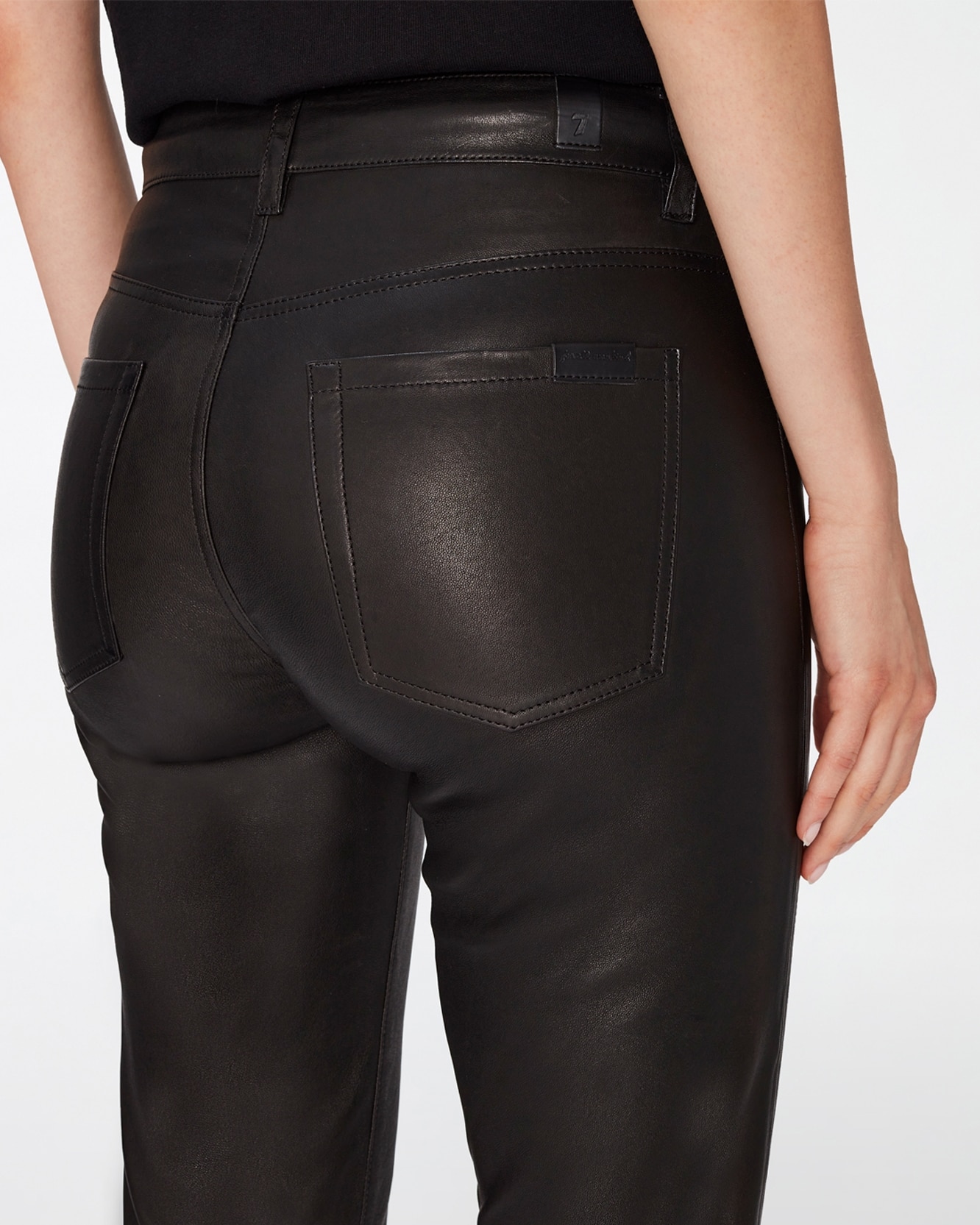 Pantalón de campana de mujer bootcut tailorless 100% piel - 7 For all mankind - Negro Negro-5