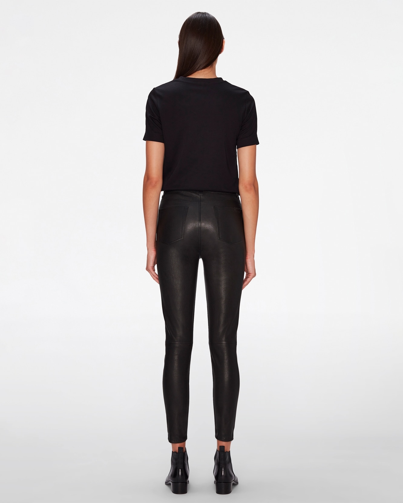 Pantalón pitillo de mujer aubrey de tiro alto 100% piel - 7 For all mankind - Negro Negro-3