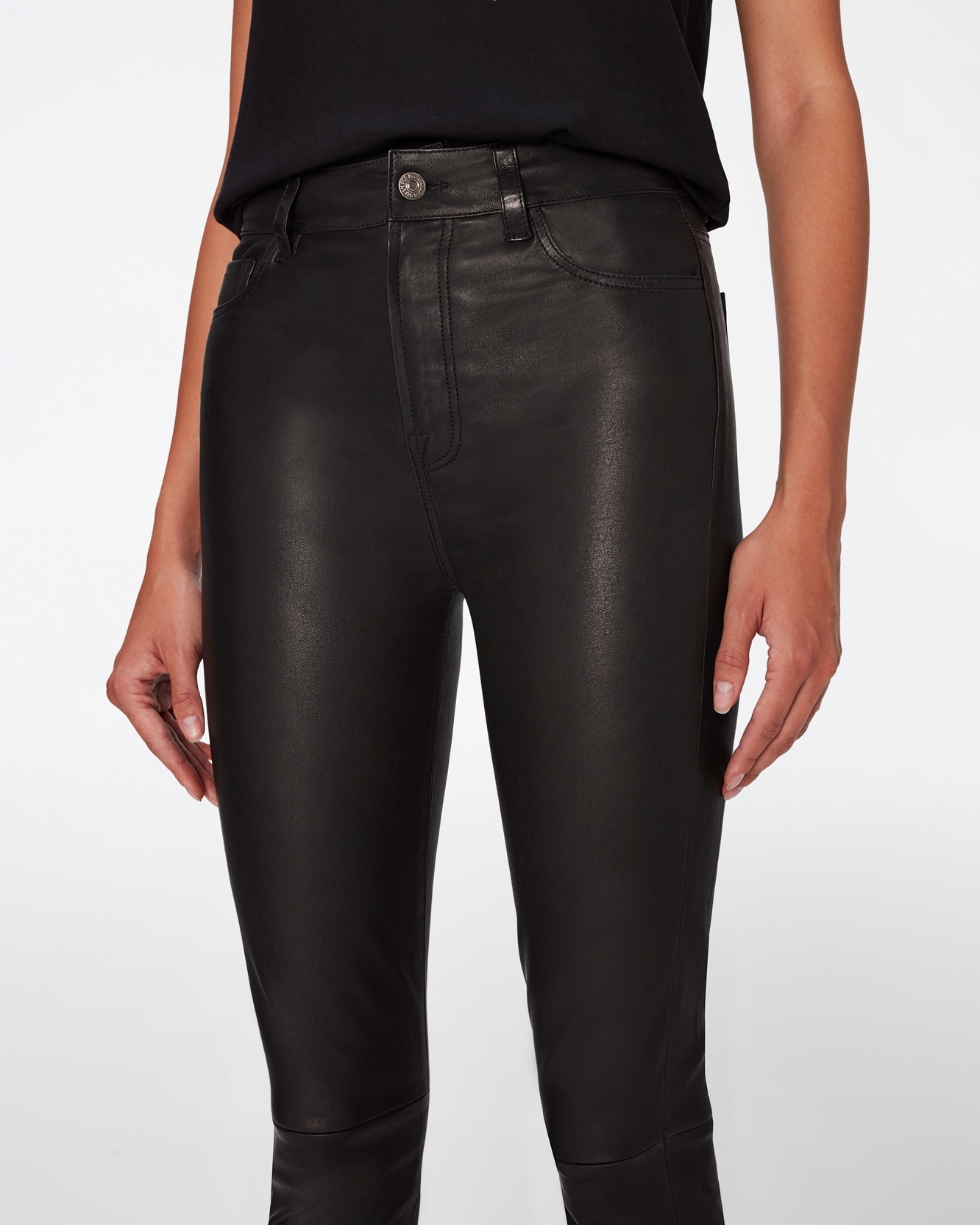 Pantalón pitillo de mujer aubrey de tiro alto 100% piel - 7 For all mankind - Negro Negro-4