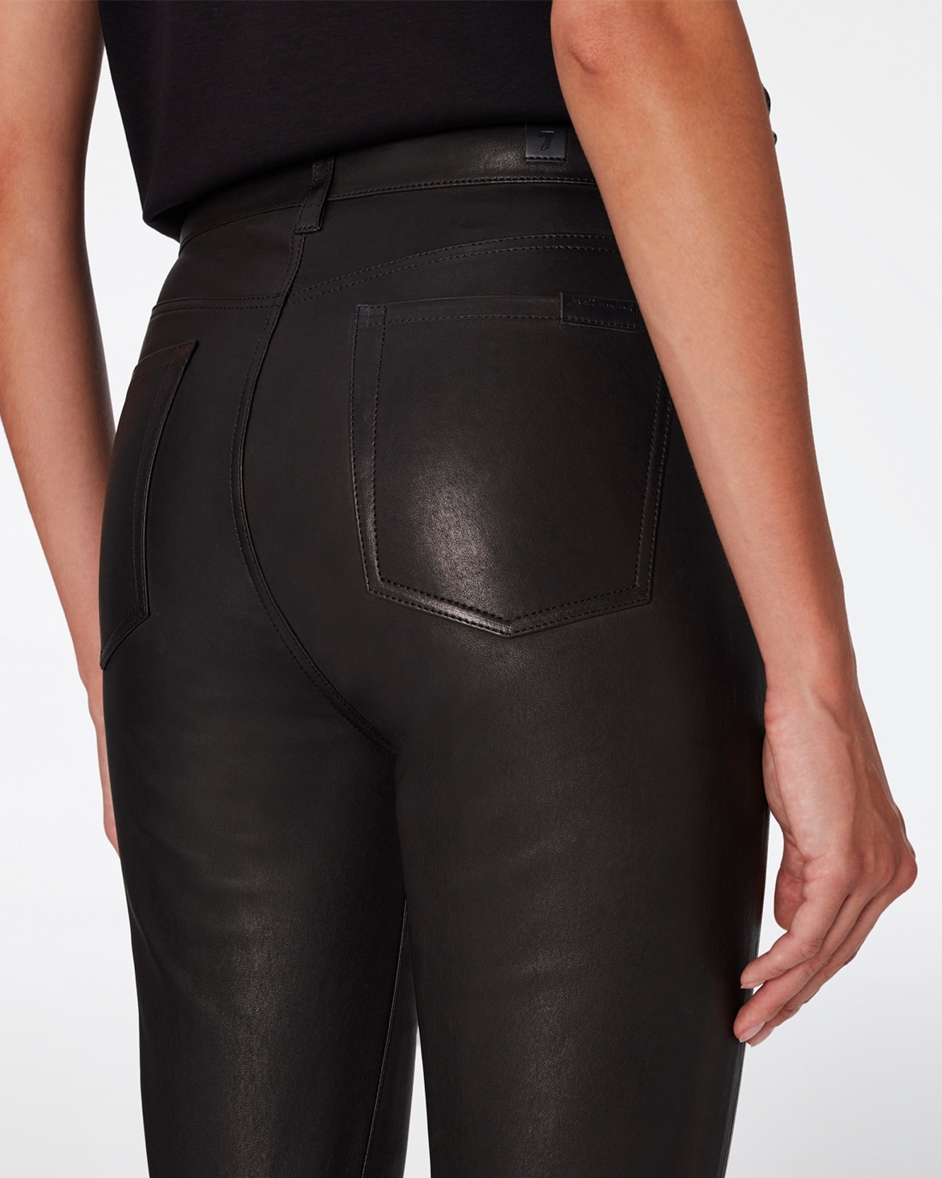 Pantalón pitillo de mujer aubrey de tiro alto 100% piel - 7 For all mankind - Negro Negro-5