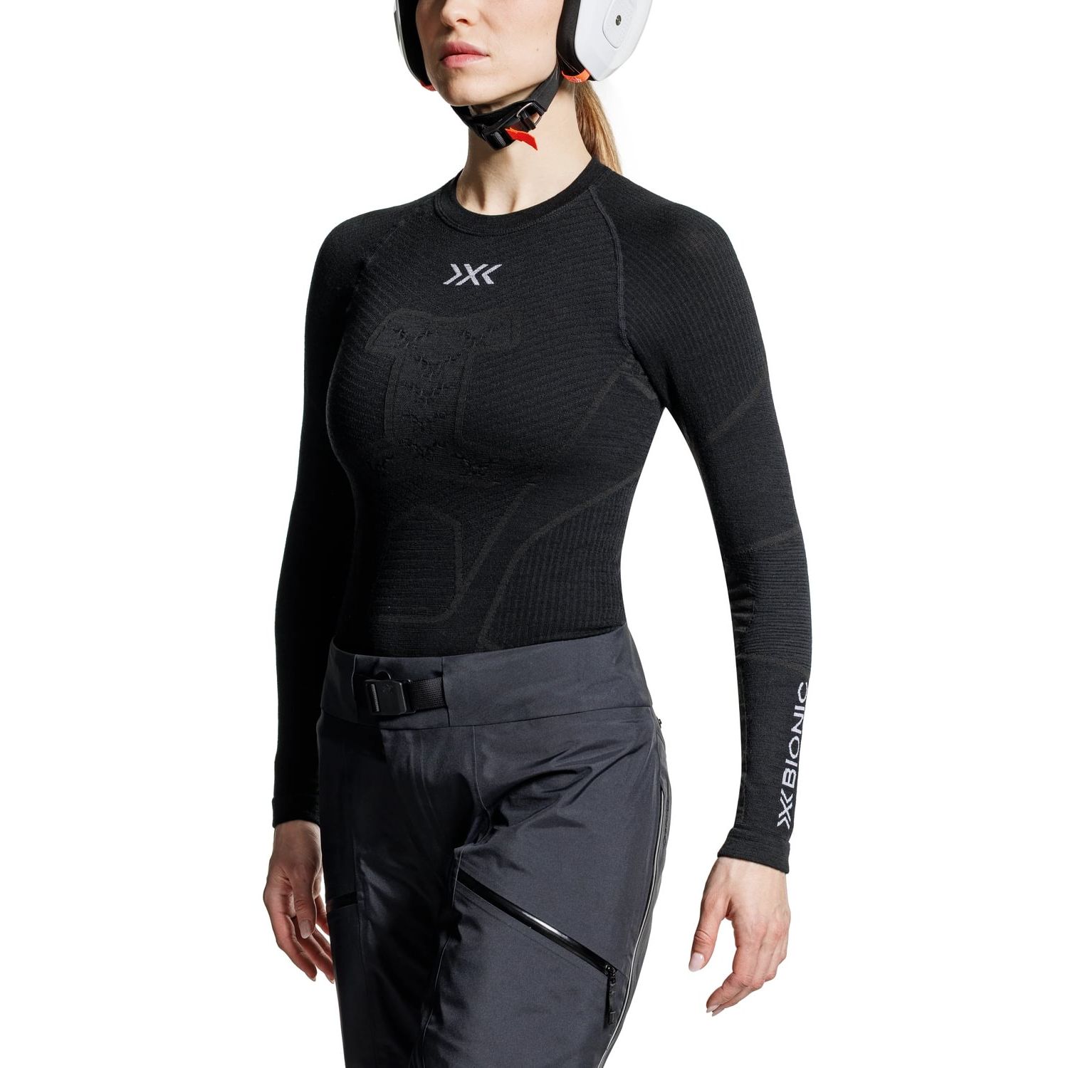 Camiseta de esquí de mujer SYMBIO MERINO X-Bionic - Marrón Negro-3