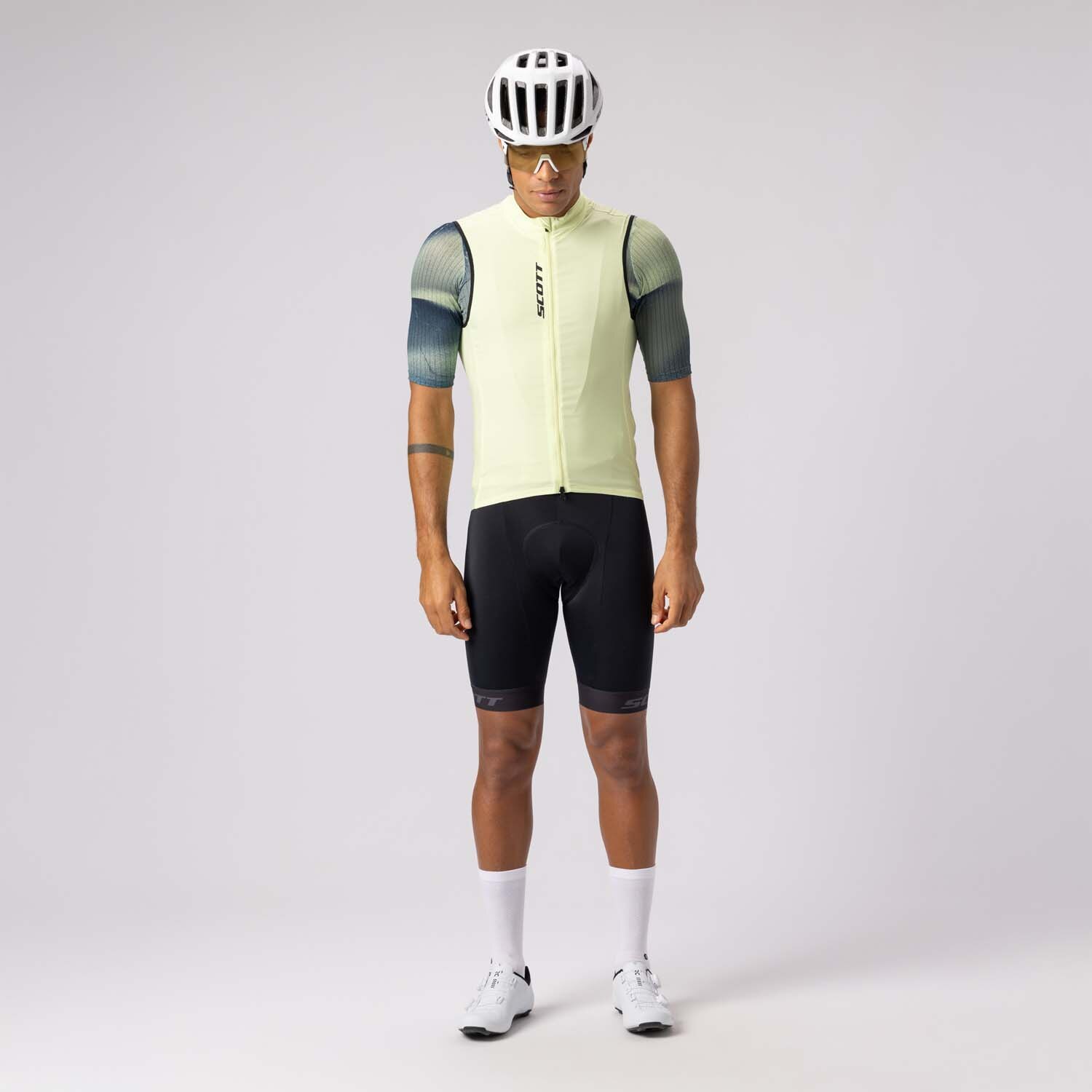 Chaleco de ciclismo de hombre PRO WIND BLOCKER Scott - Blanco roto Amarillo-3